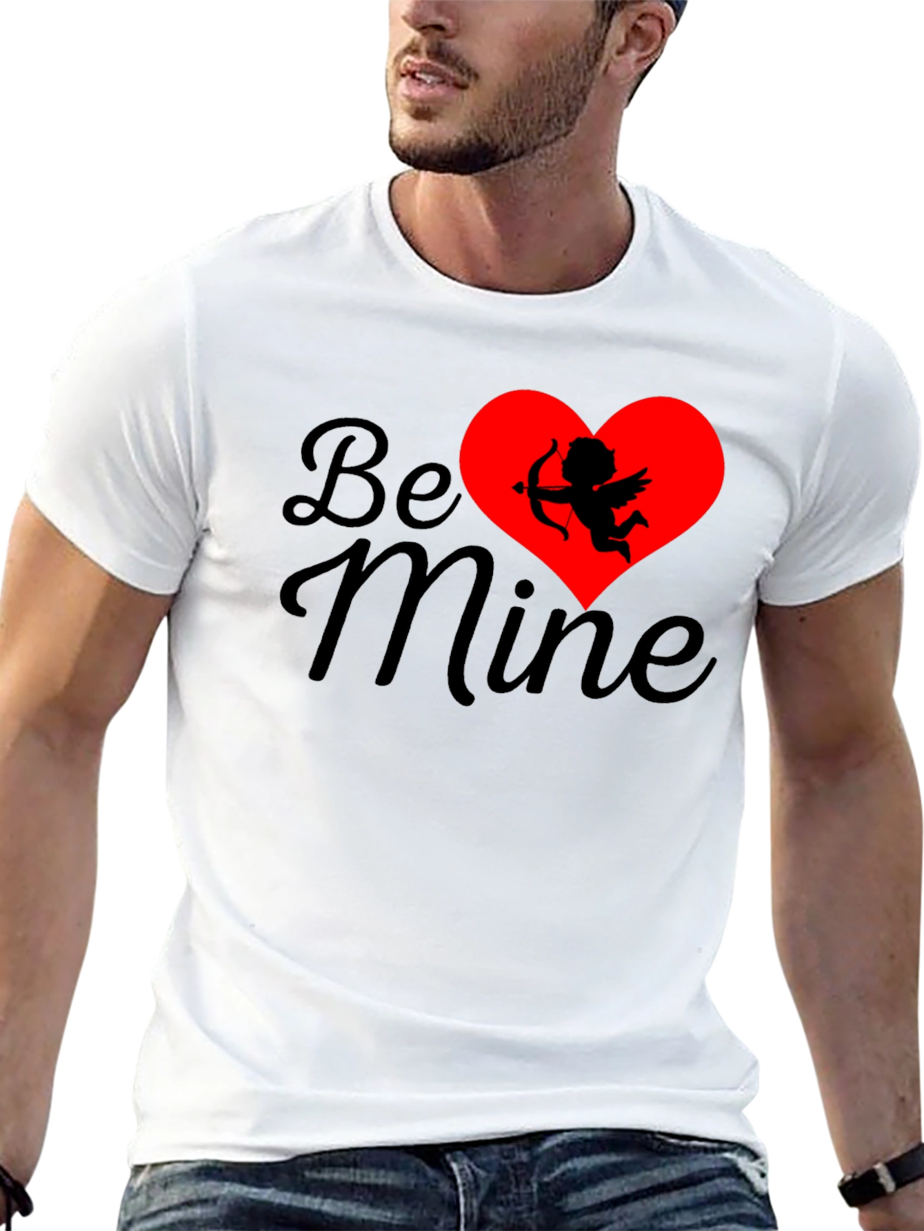Be Mine Cupid Graphic Tee - Black