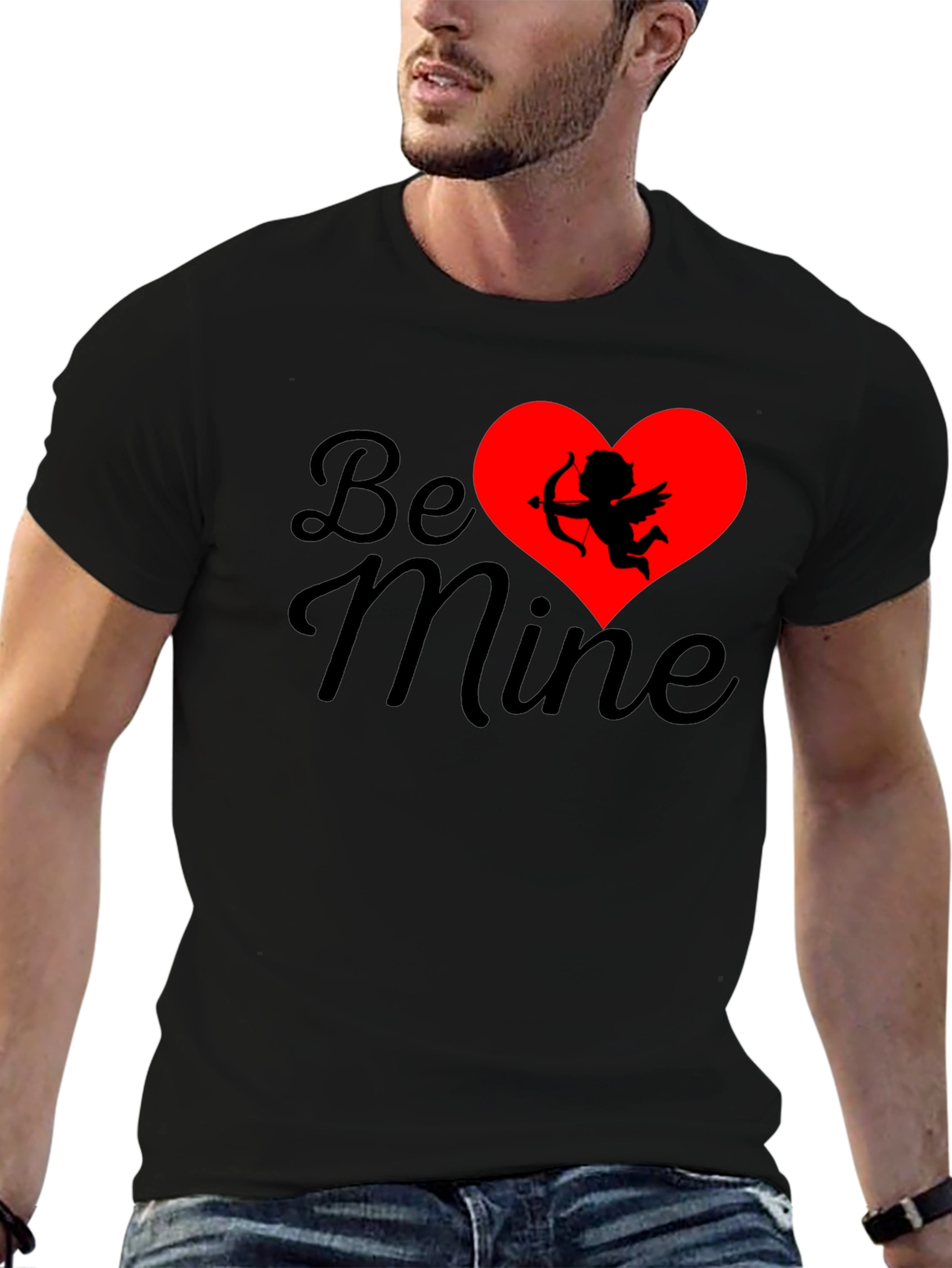 Be Mine Cupid Graphic Tee - Black