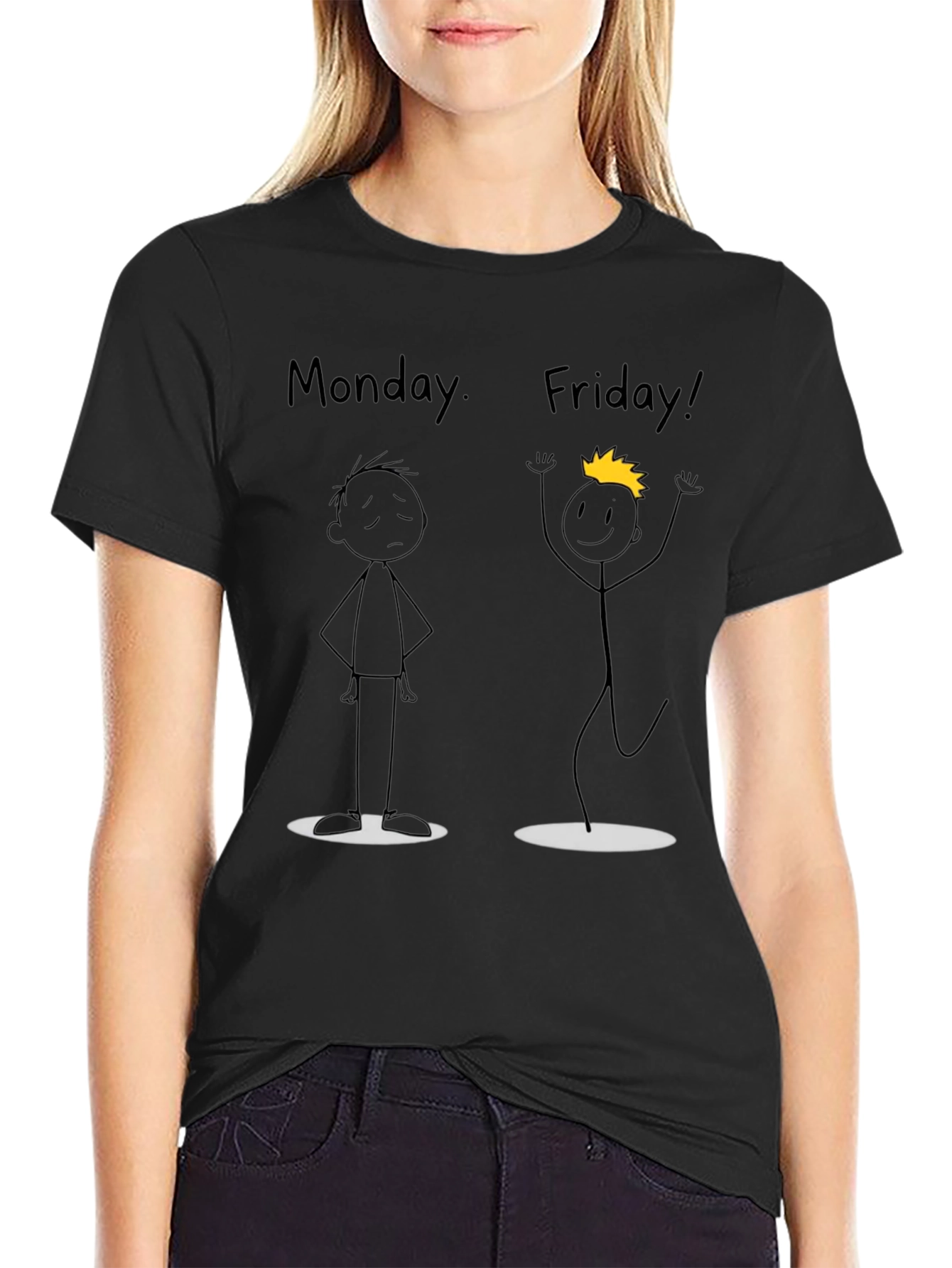 Monday Friday Graphic Black T-Shirt
