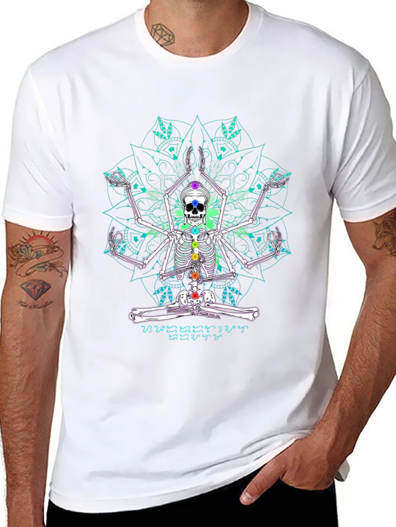 Skeleton Yoga Mandala Black T-Shirt