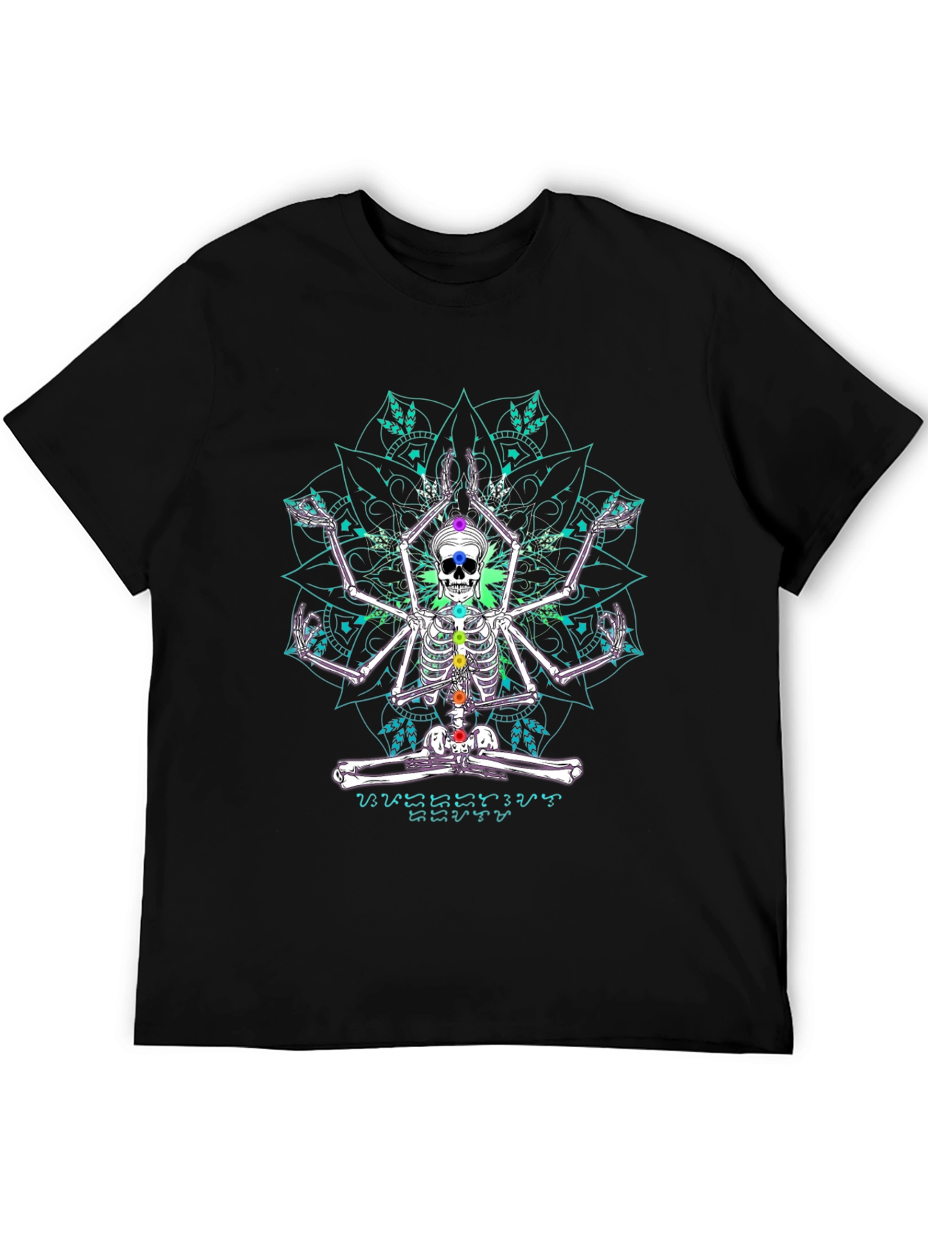 Skeleton Yoga Mandala Black T-Shirt