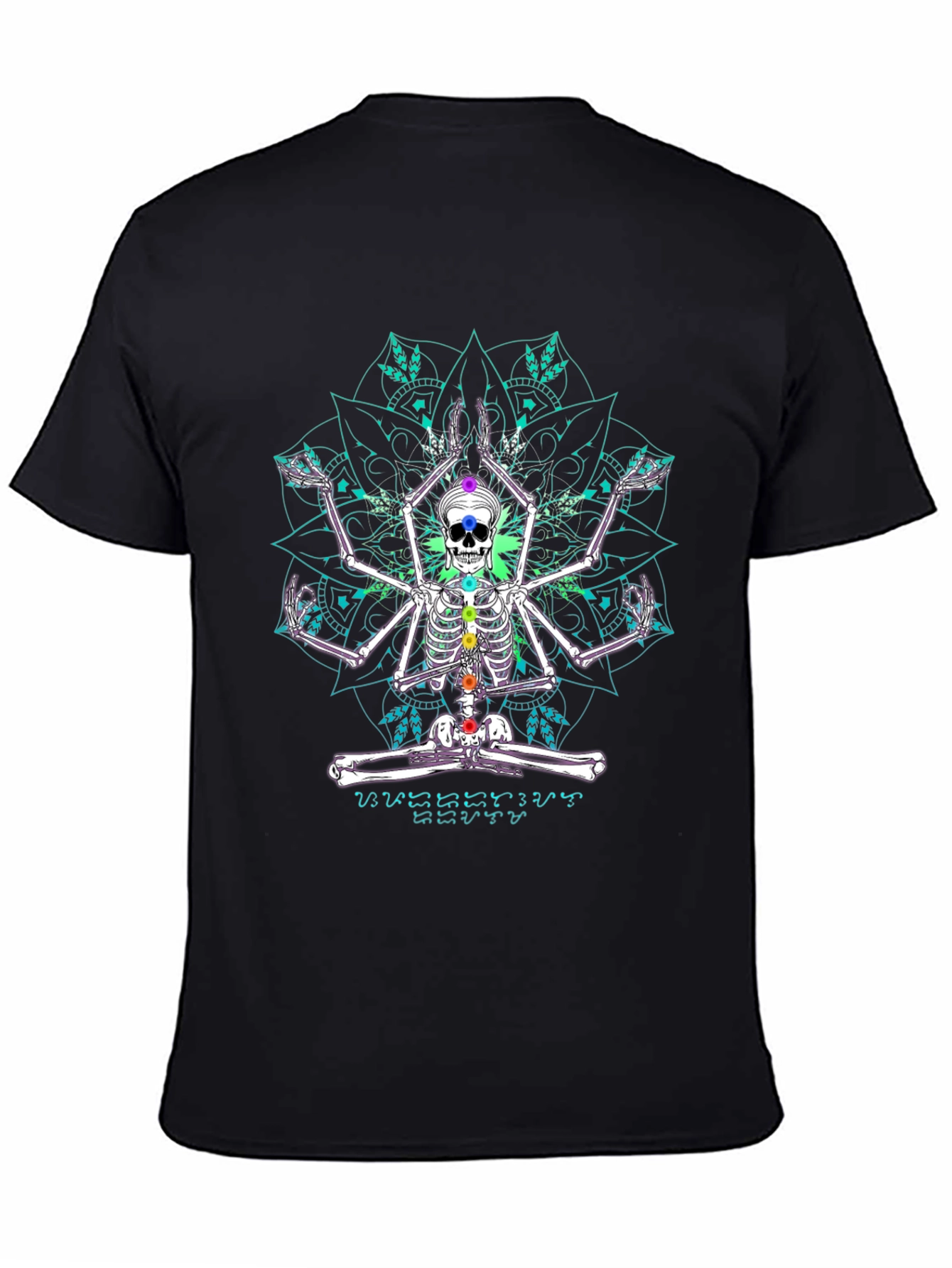 Skeleton Yoga Mandala Black T-Shirt
