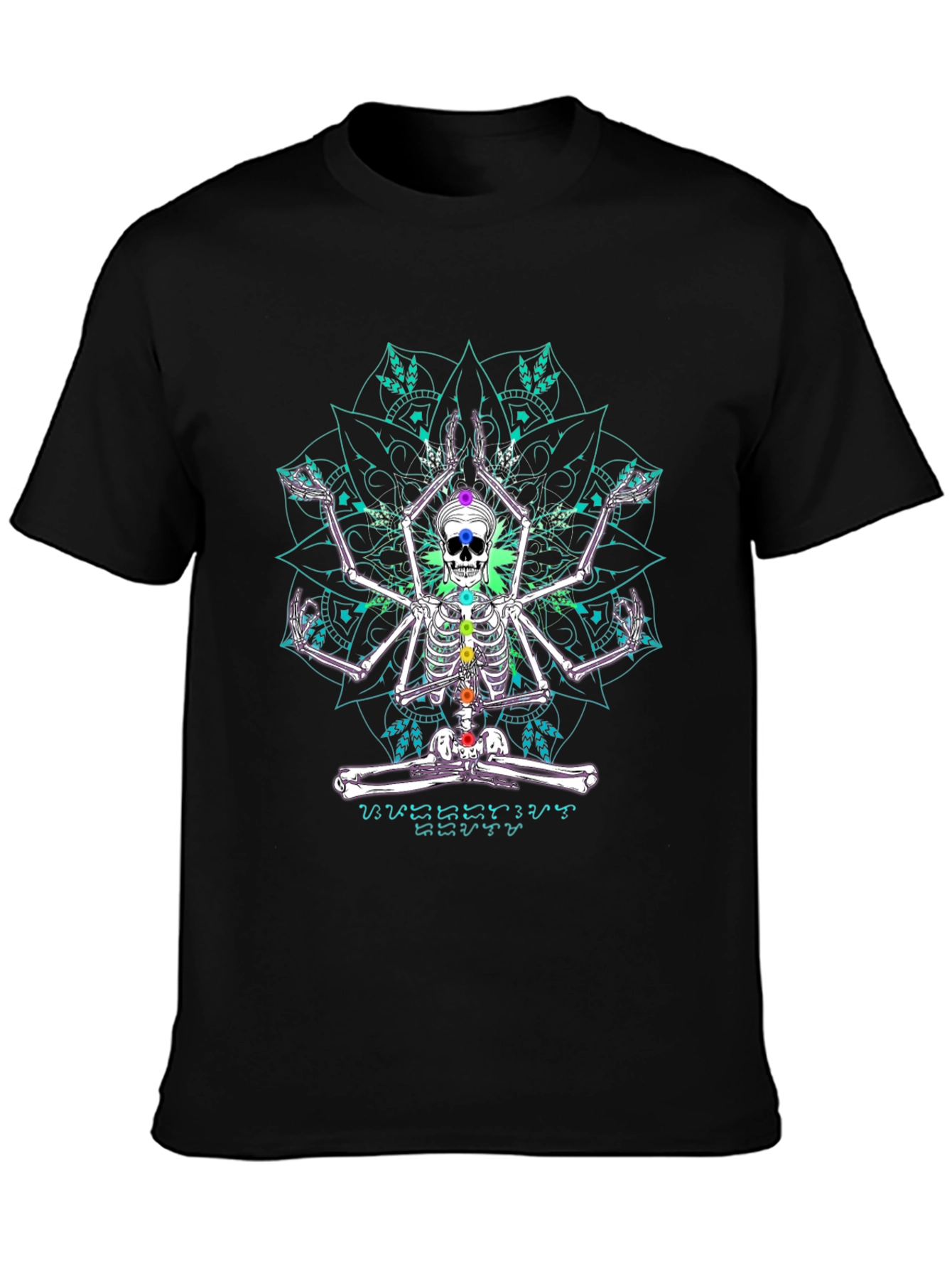 Skeleton Yoga Mandala Black T-Shirt