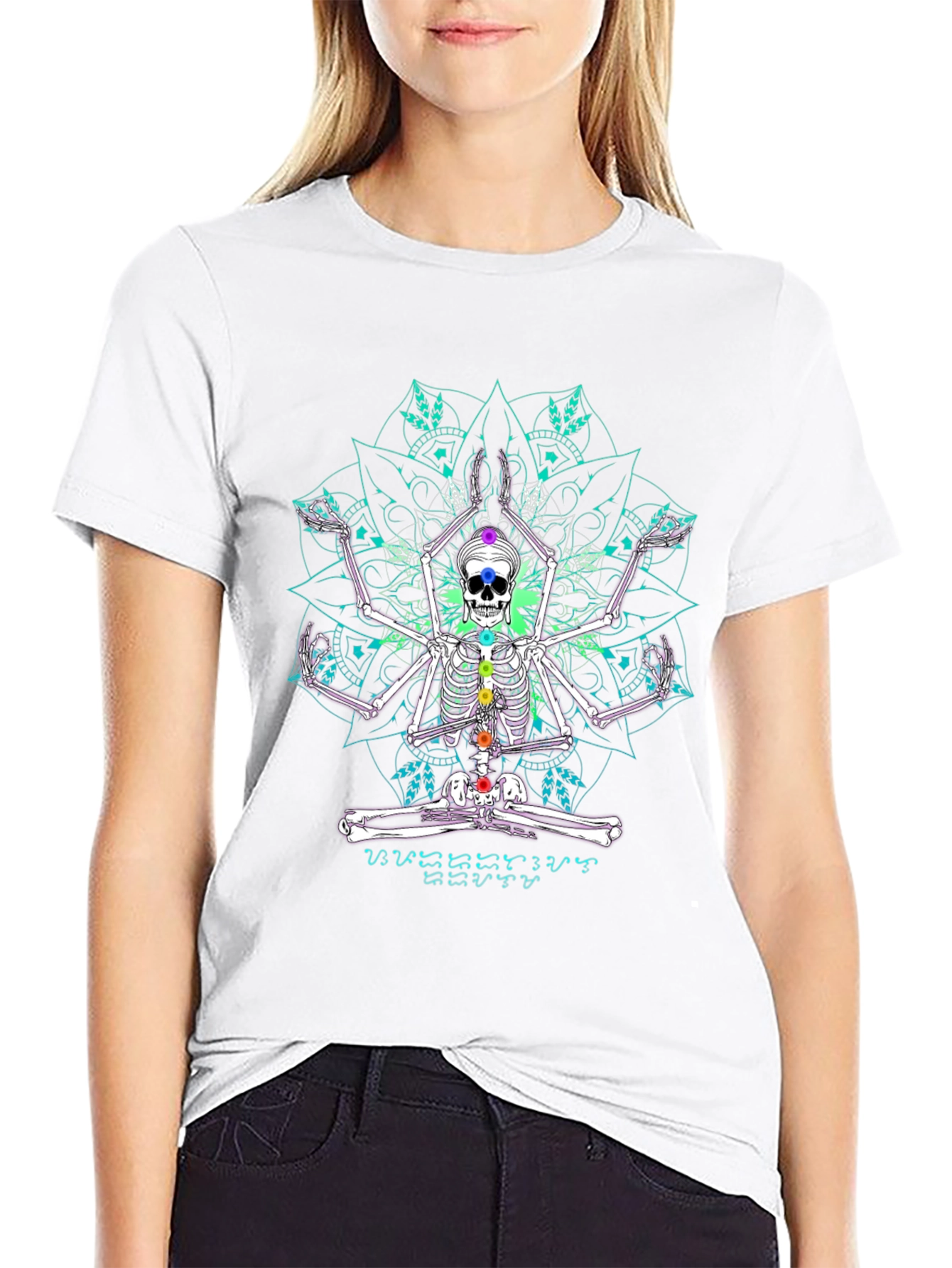 Skeleton Yoga Mandala Black T-Shirt