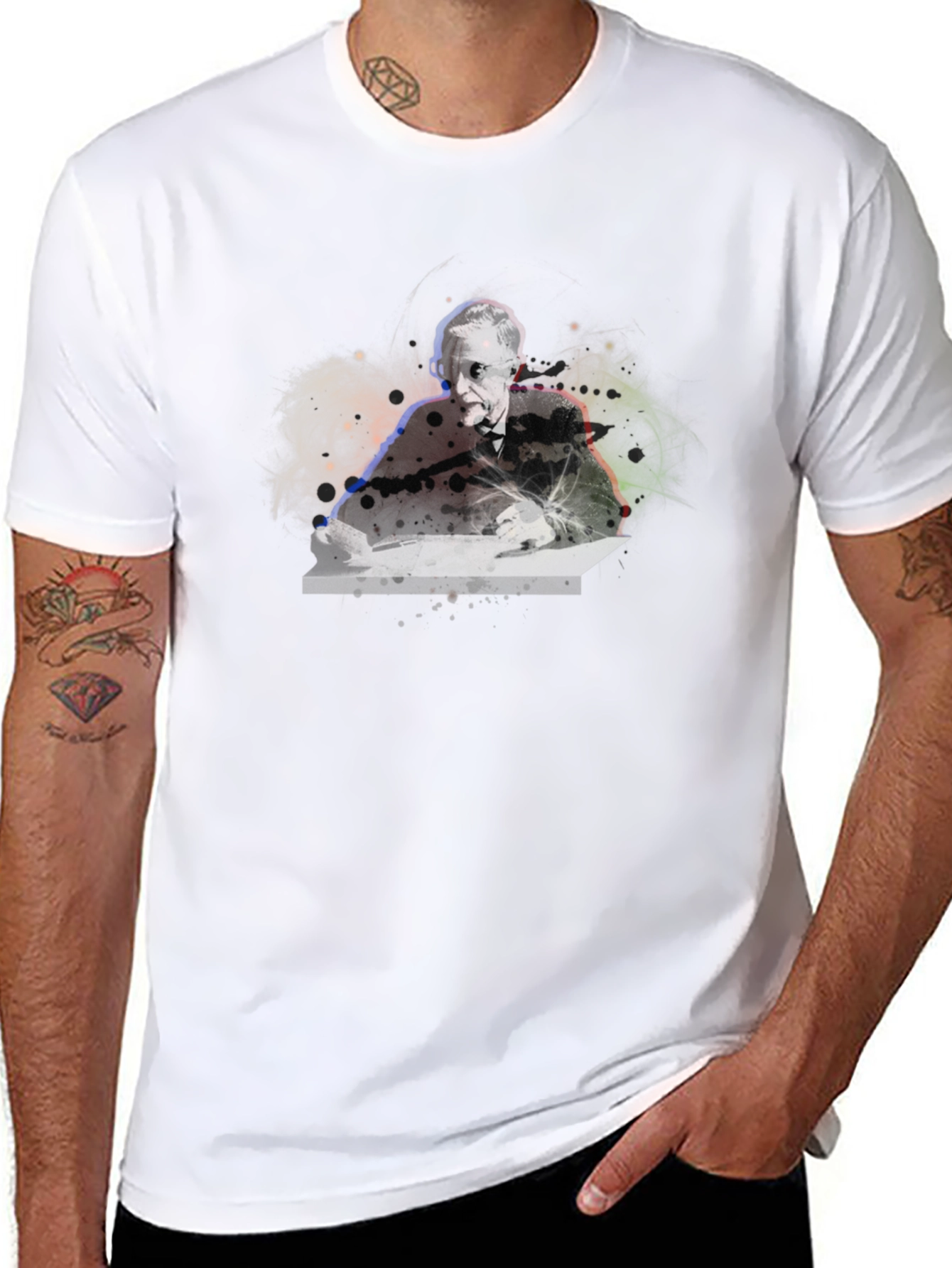 Abstract Portrait Graphic Black T-Shirt