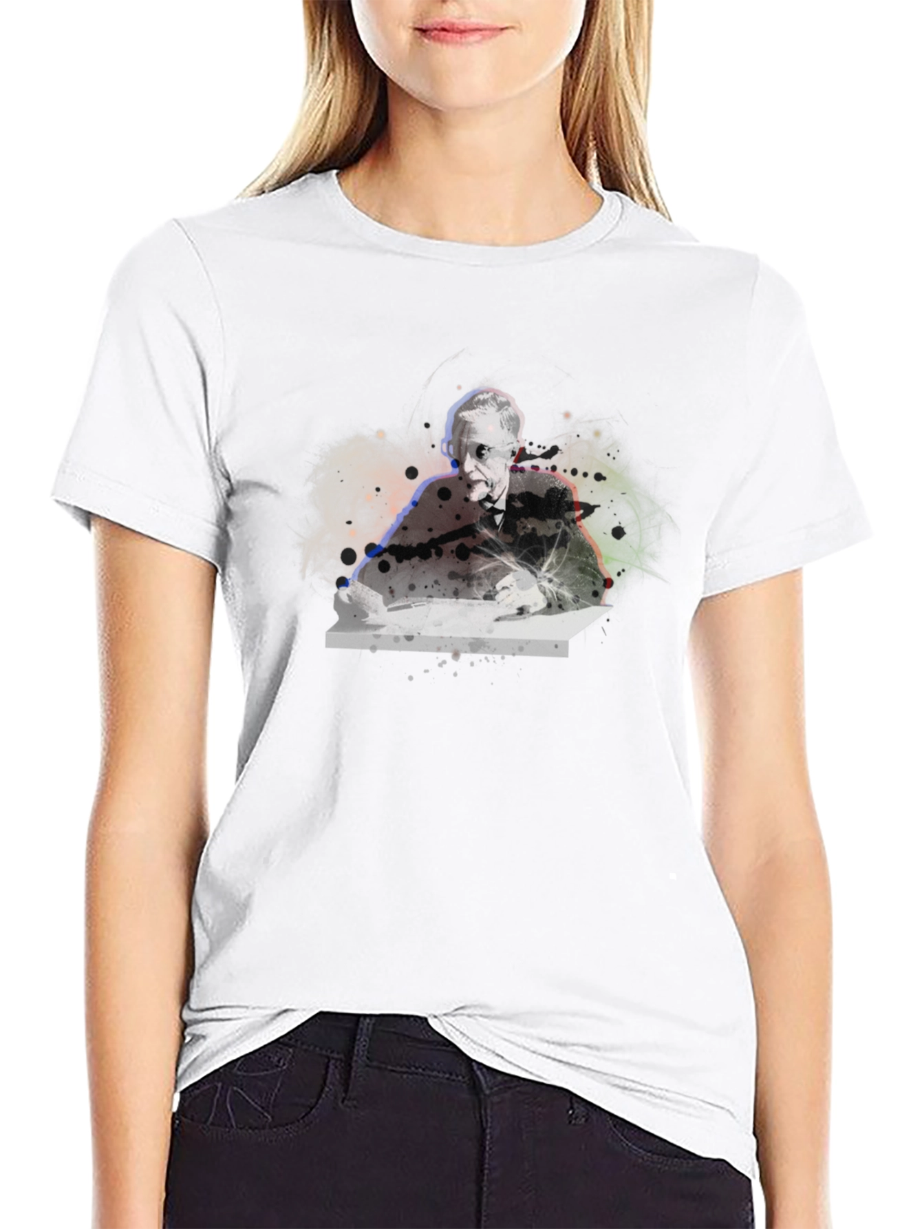 Abstract Portrait Graphic Black T-Shirt