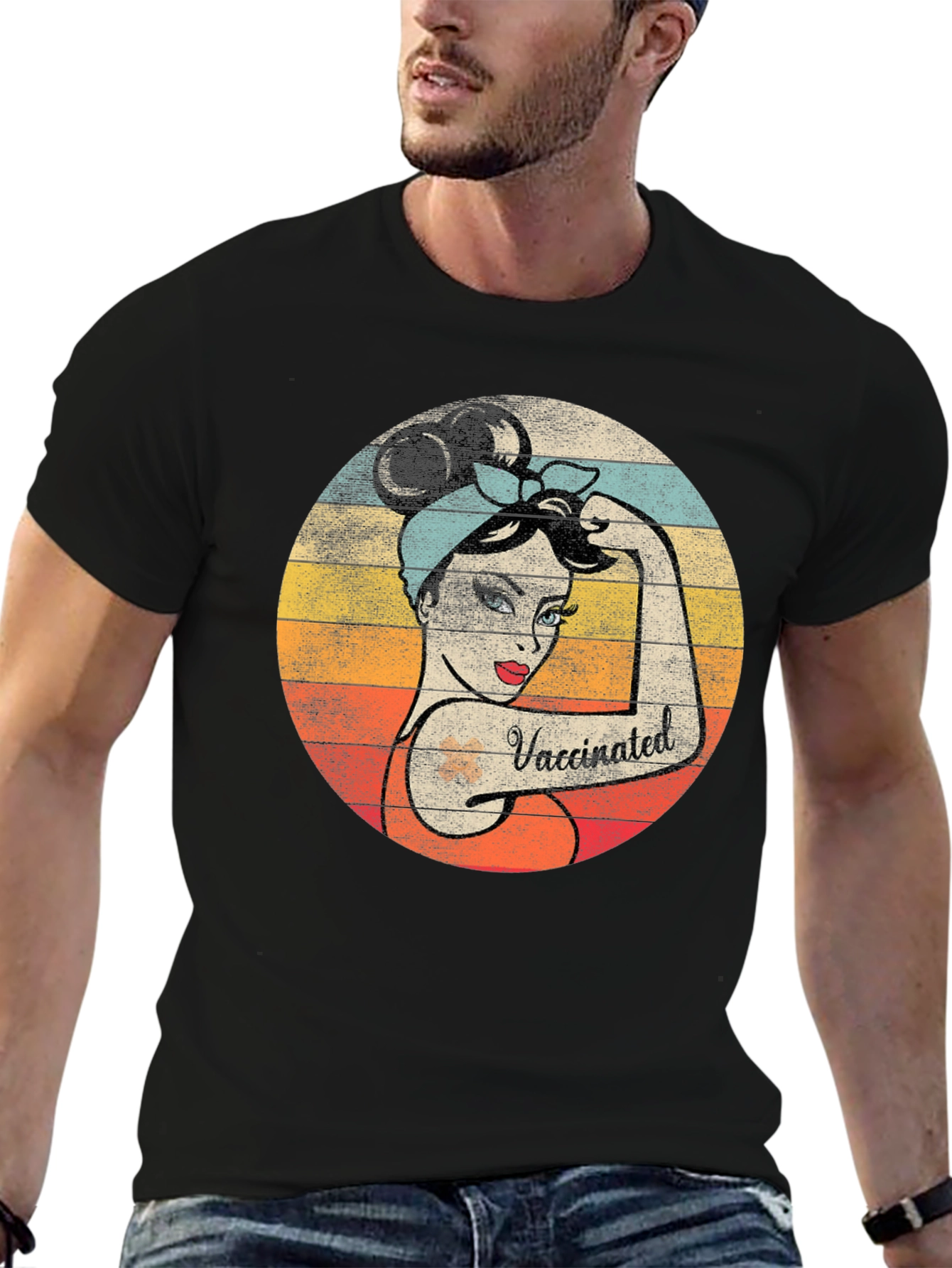 Retro Vaccinated Woman T-Shirt