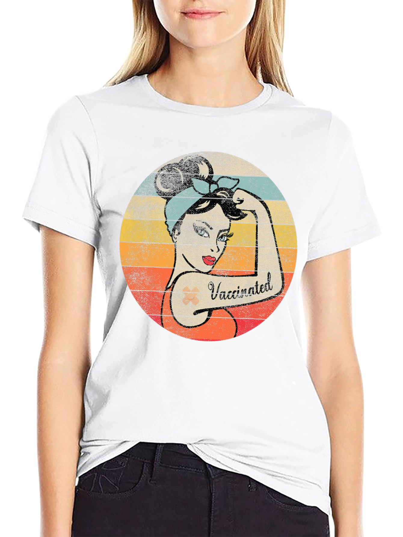 Retro Vaccinated Woman T-Shirt