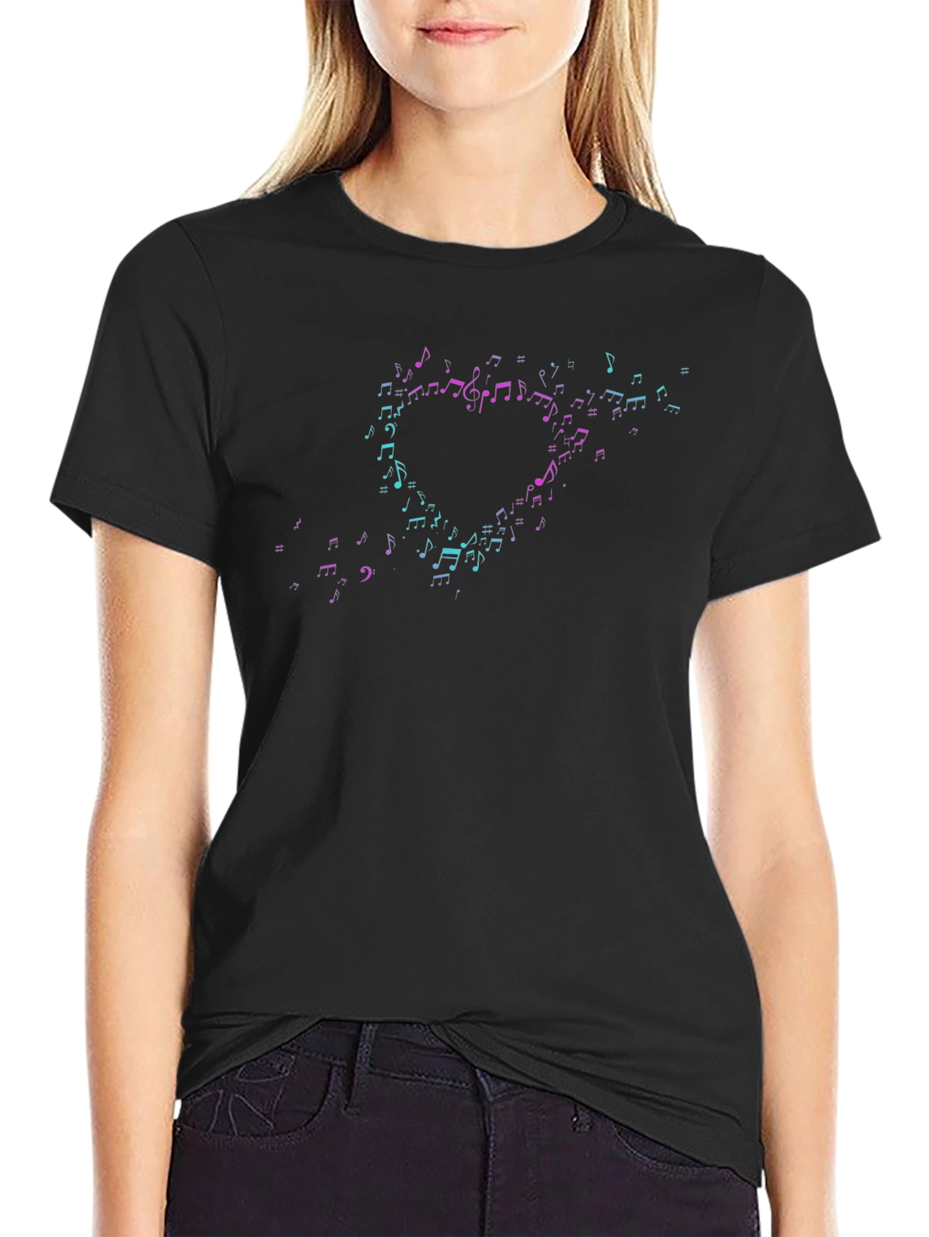 Musical Heart Notes Graphic T-Shirt