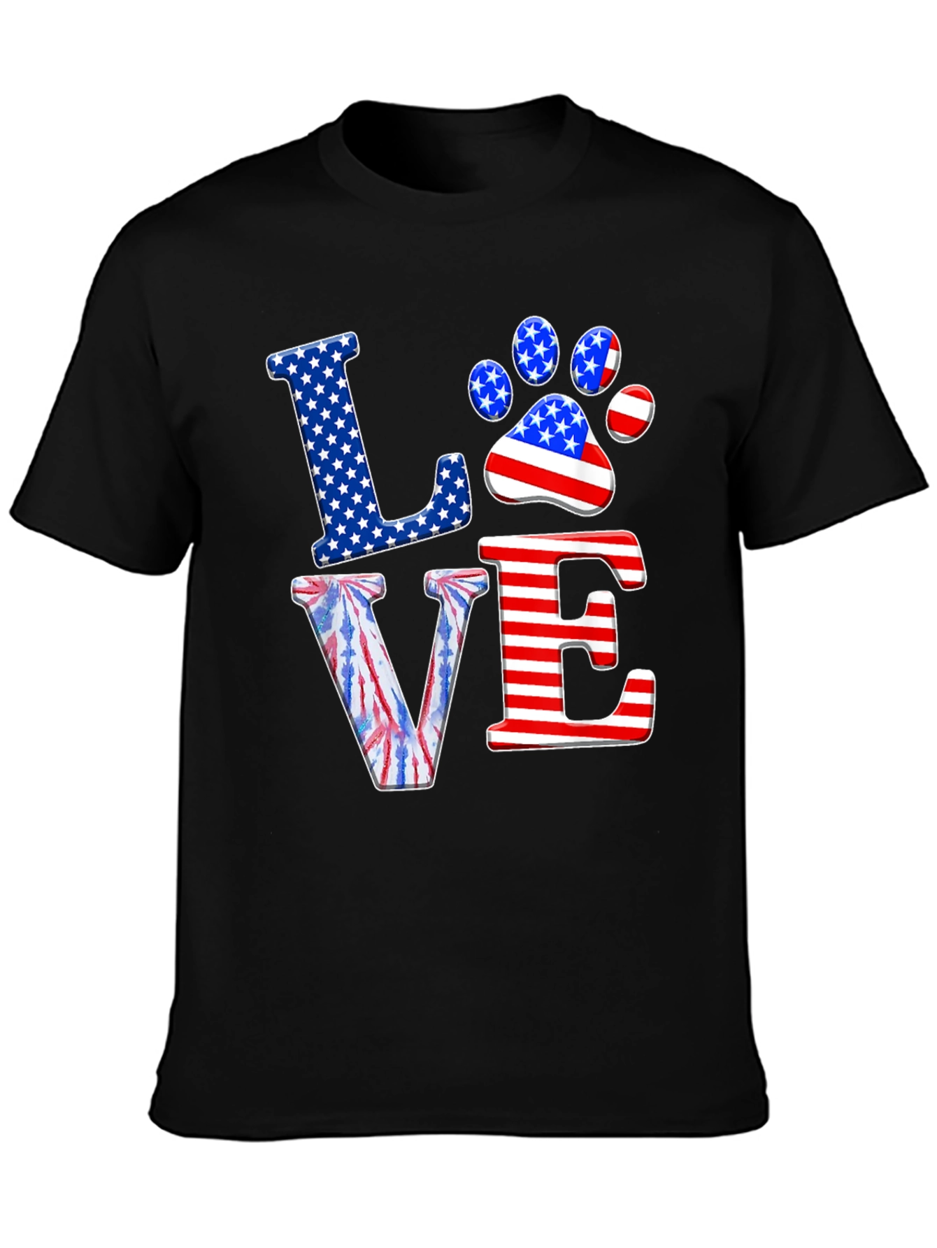 Patriotic Paw Print Love T-Shirt