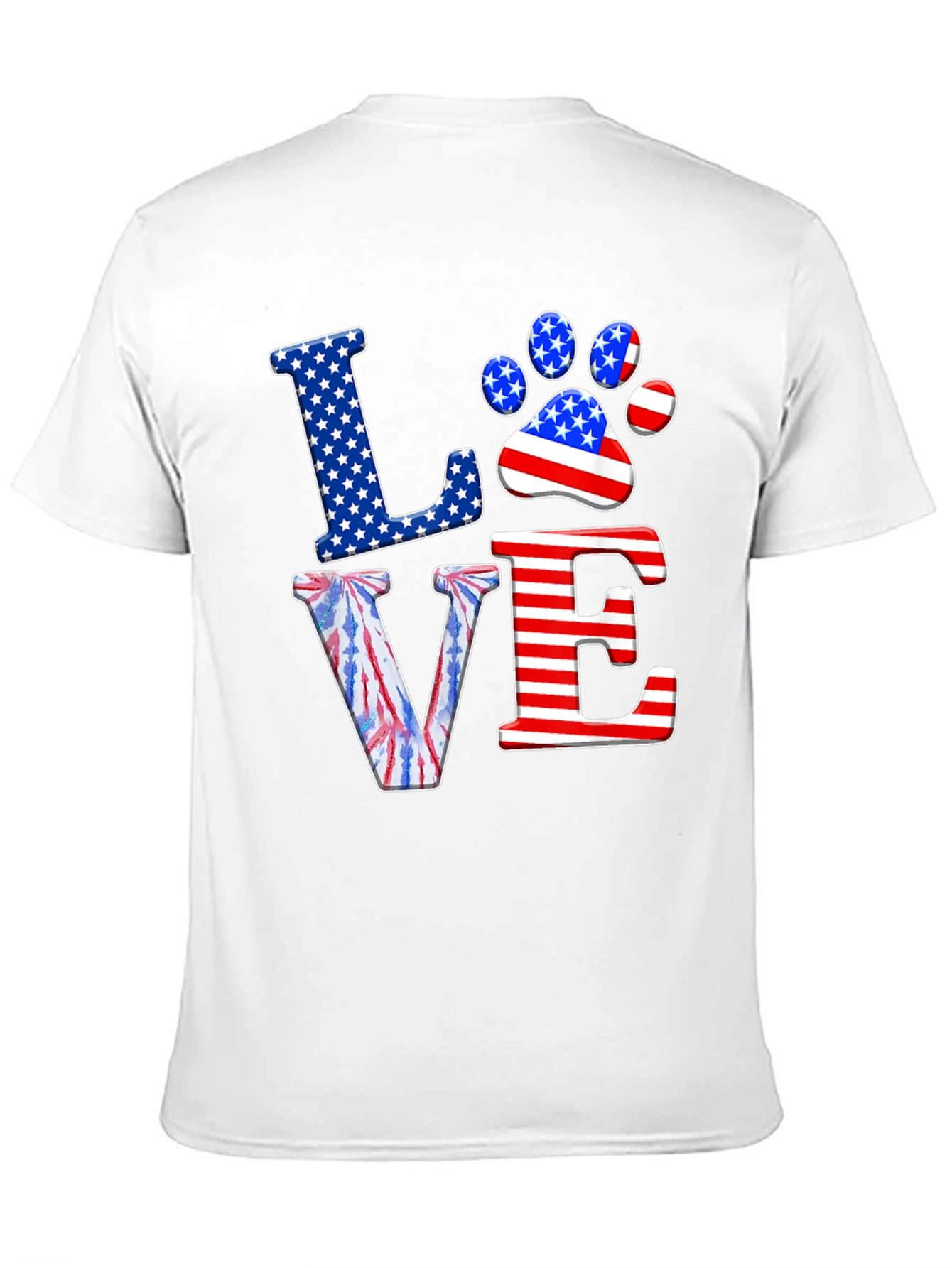 Patriotic Paw Print Love T-Shirt