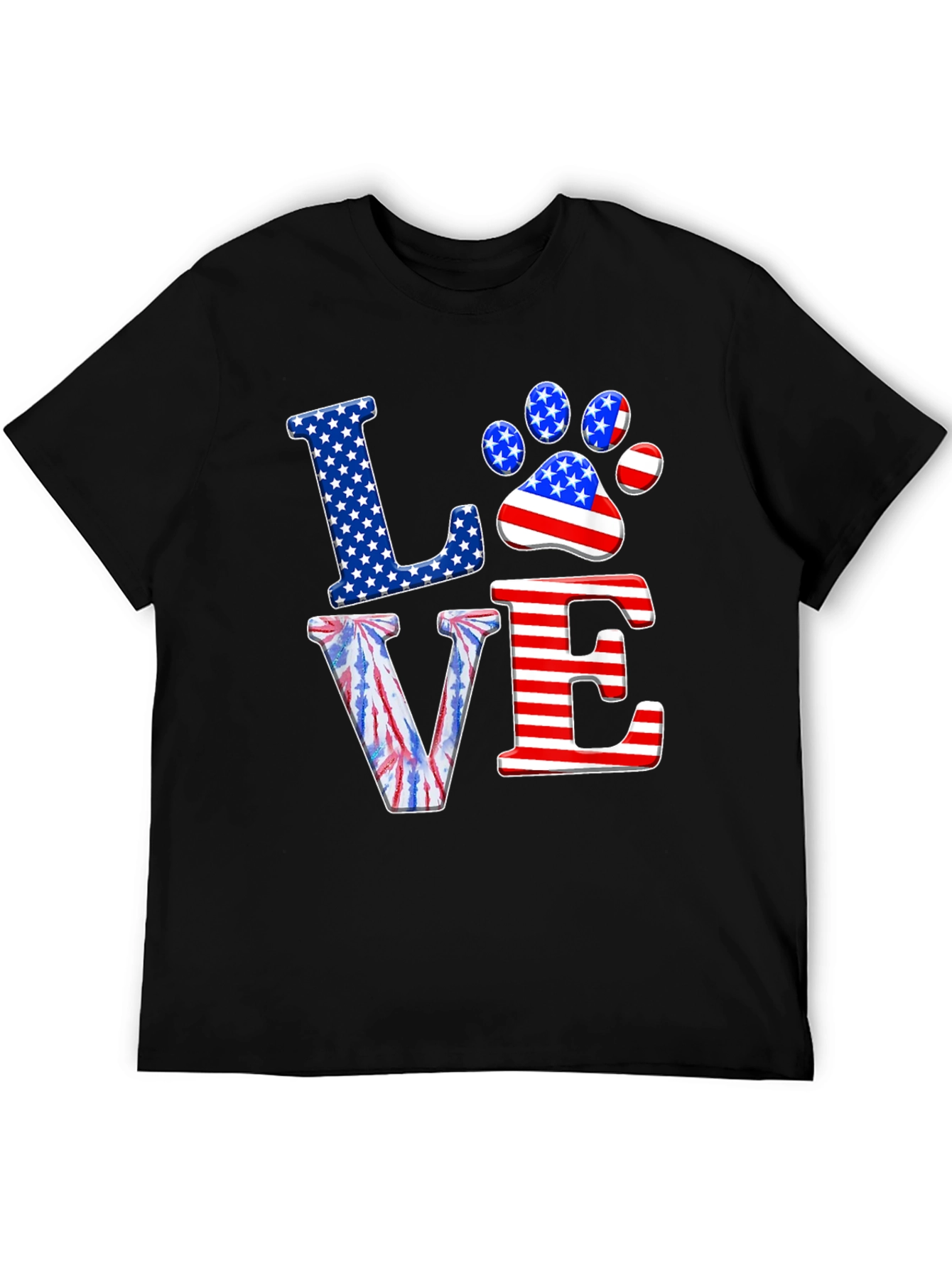 Patriotic Paw Print Love T-Shirt