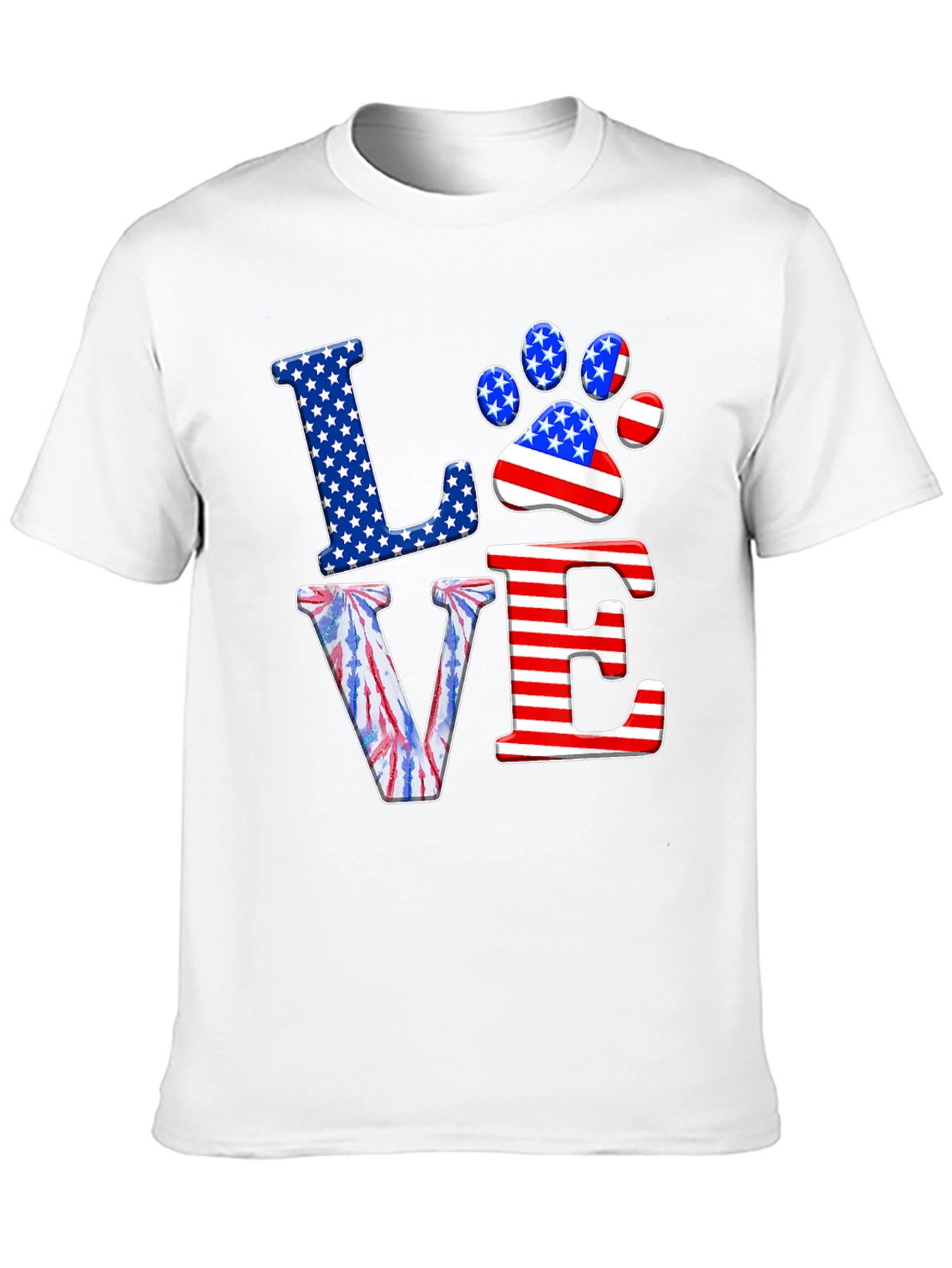 Patriotic Paw Print Love T-Shirt