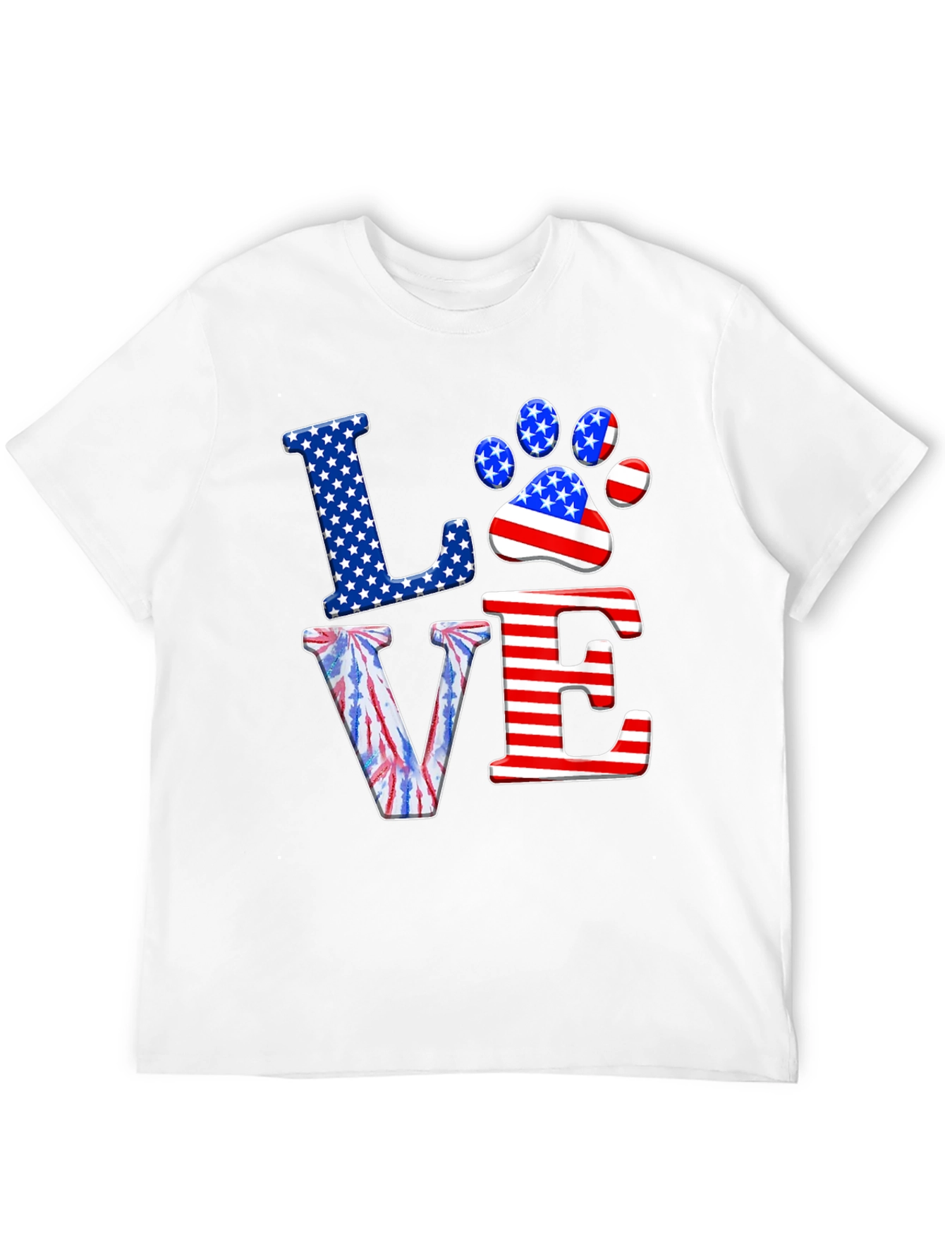 Patriotic Paw Print Love T-Shirt