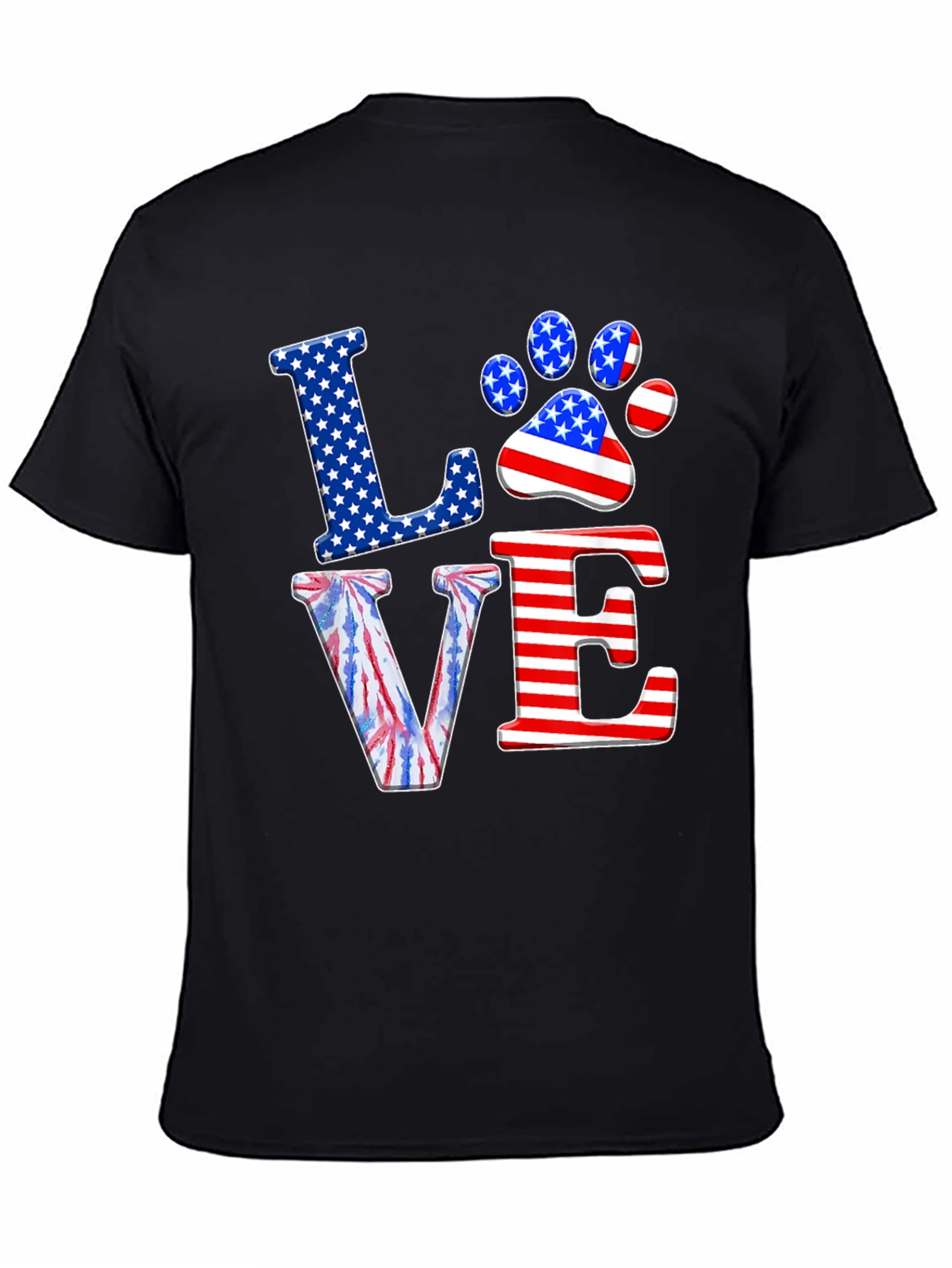 Patriotic Paw Print Love T-Shirt