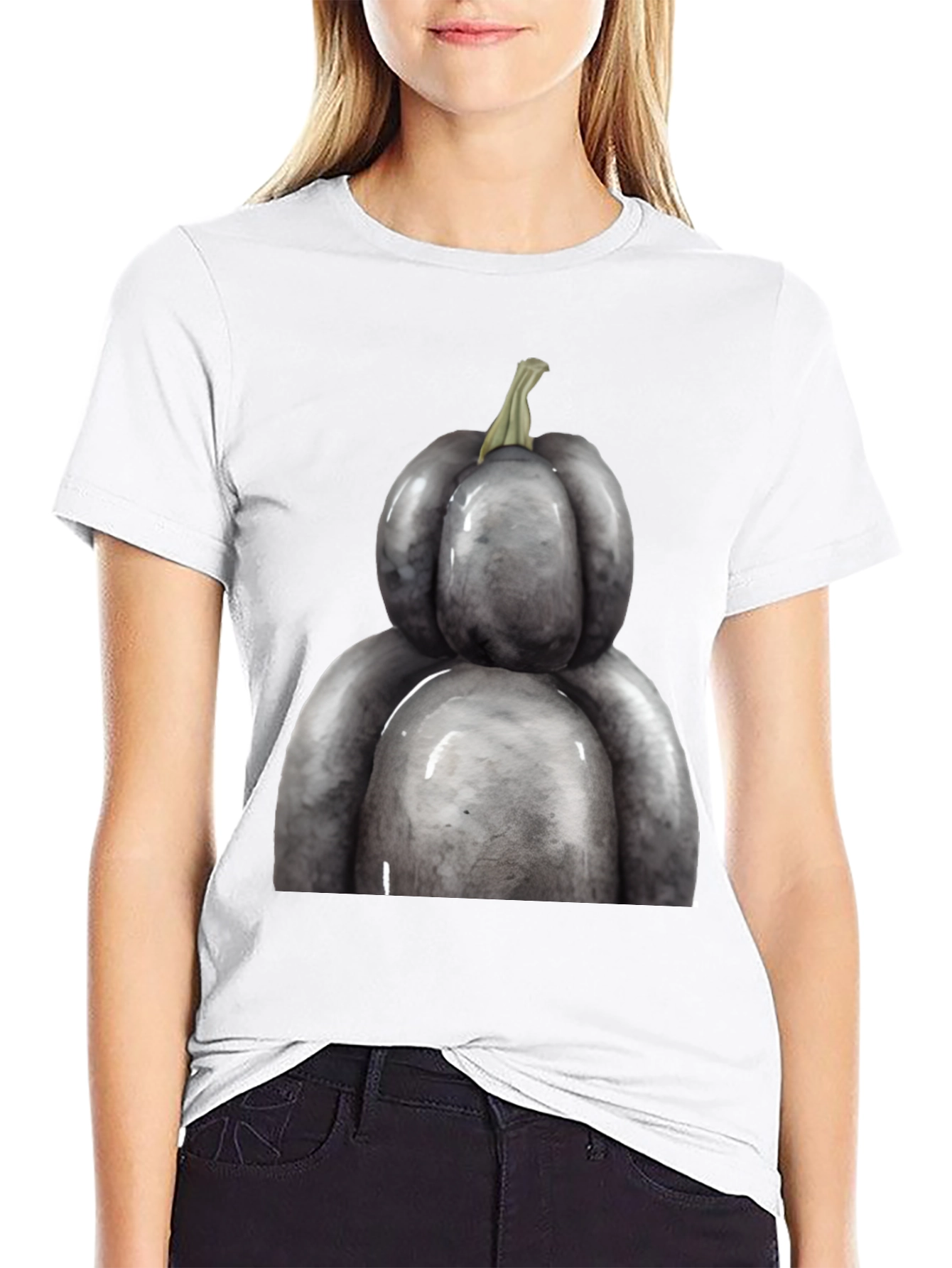 Unique Gray Pumpkin Graphic Tee - Halloween Ready