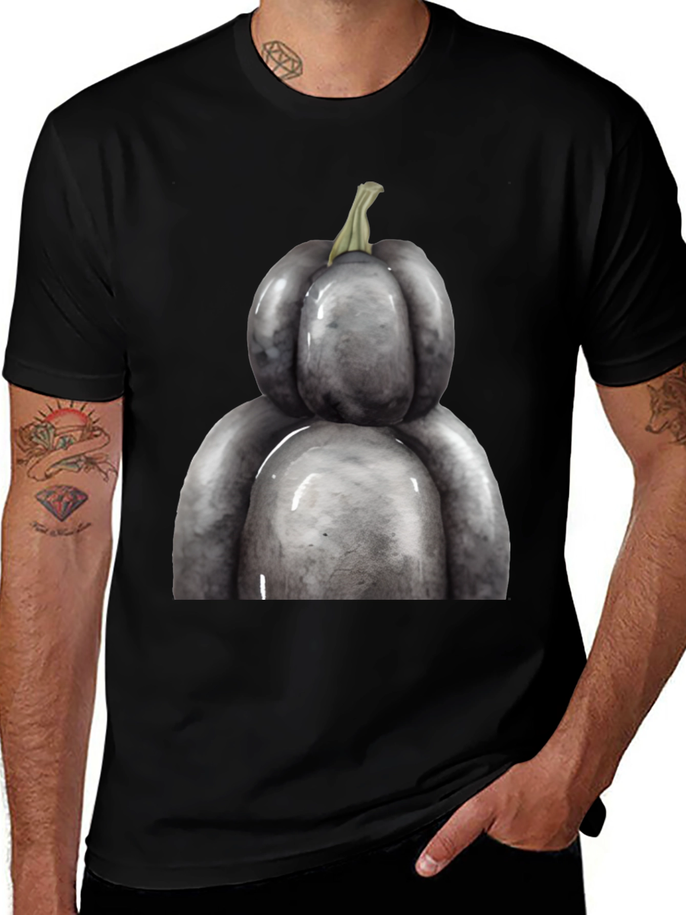 Unique Gray Pumpkin Graphic Tee - Halloween Ready