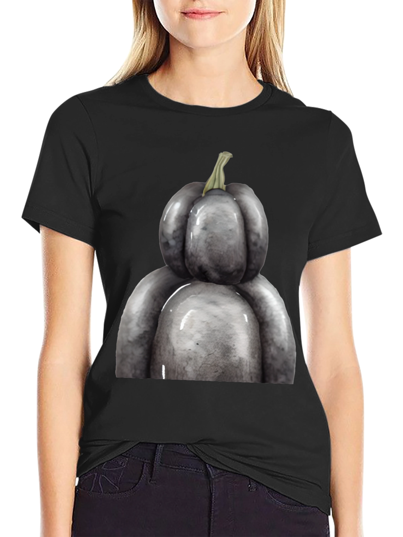 Unique Gray Pumpkin Graphic Tee - Halloween Ready