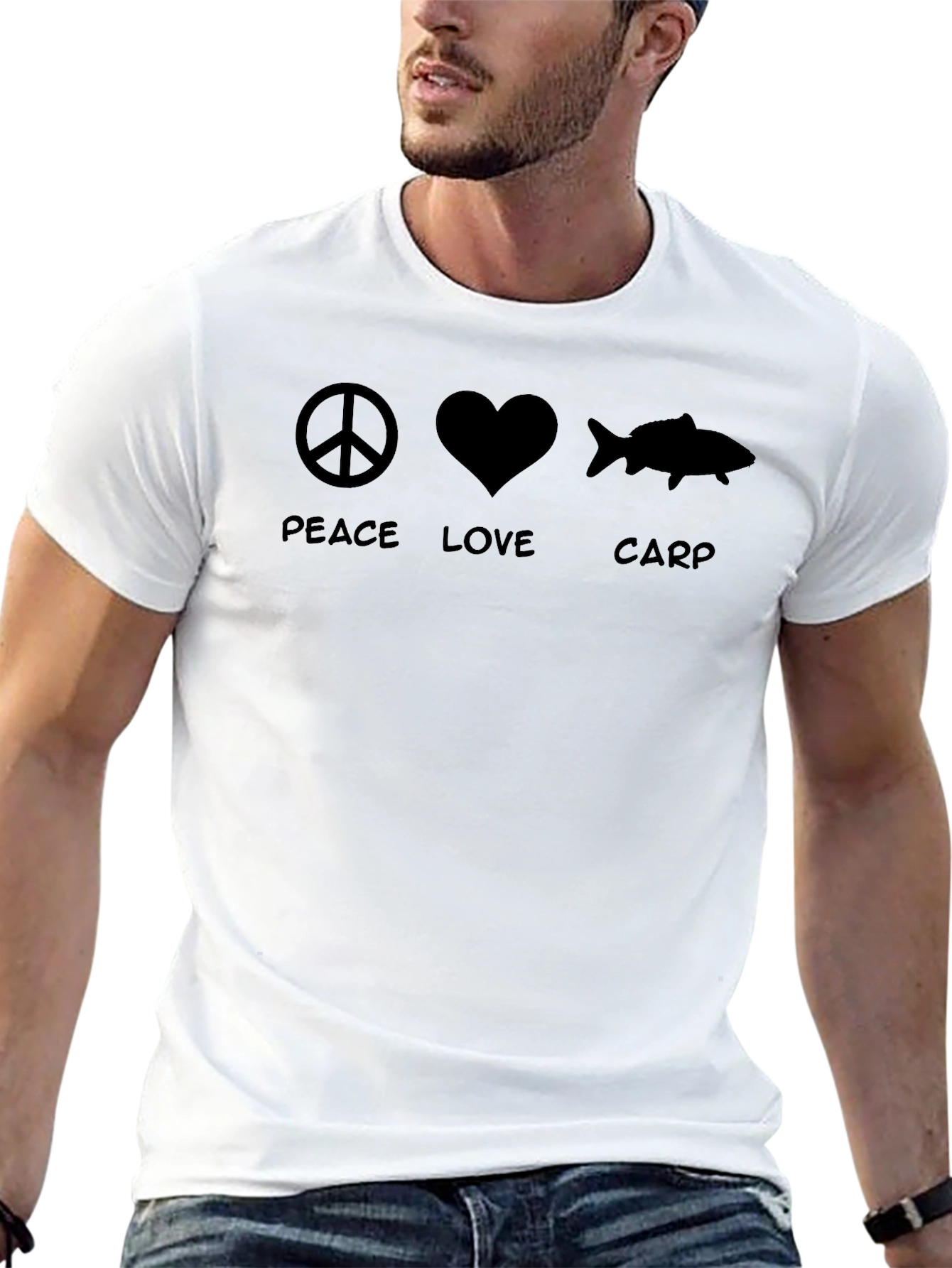 Peace Love Carp T-Shirt - Black Cotton Graphic Tee