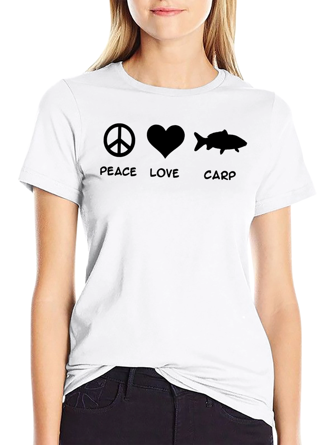 Peace Love Carp T-Shirt - Black Cotton Graphic Tee
