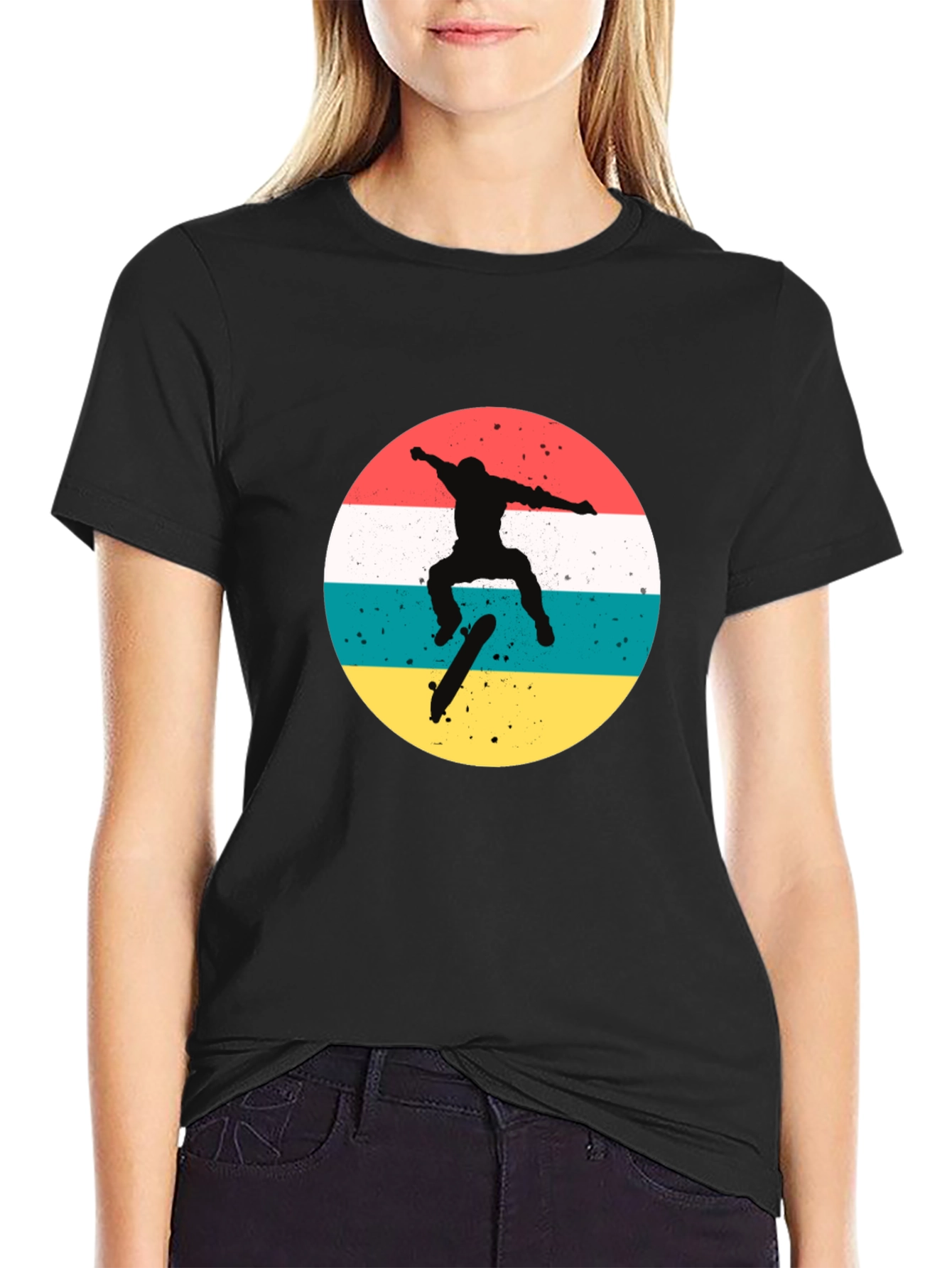 Retro Skater Graphic T-Shirt - Black