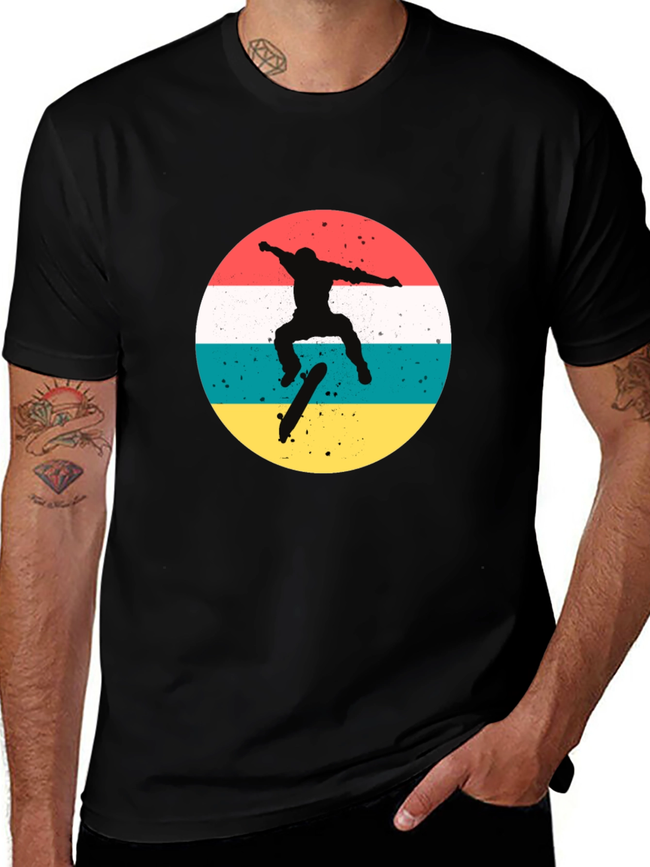 Retro Skater Graphic T-Shirt - Black