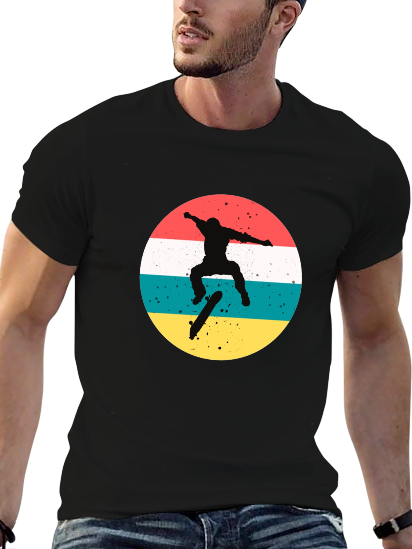 Retro Skater Graphic T-Shirt - Black