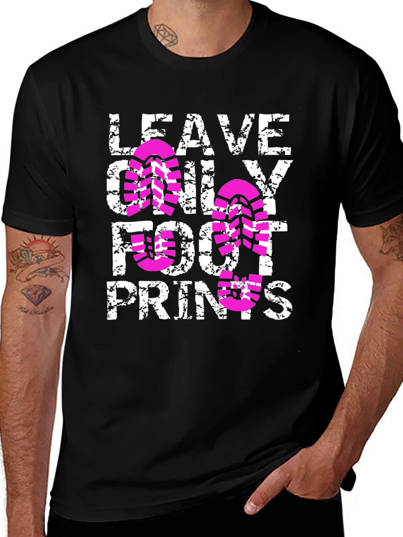 Leave Only Footprints Black T-Shirt