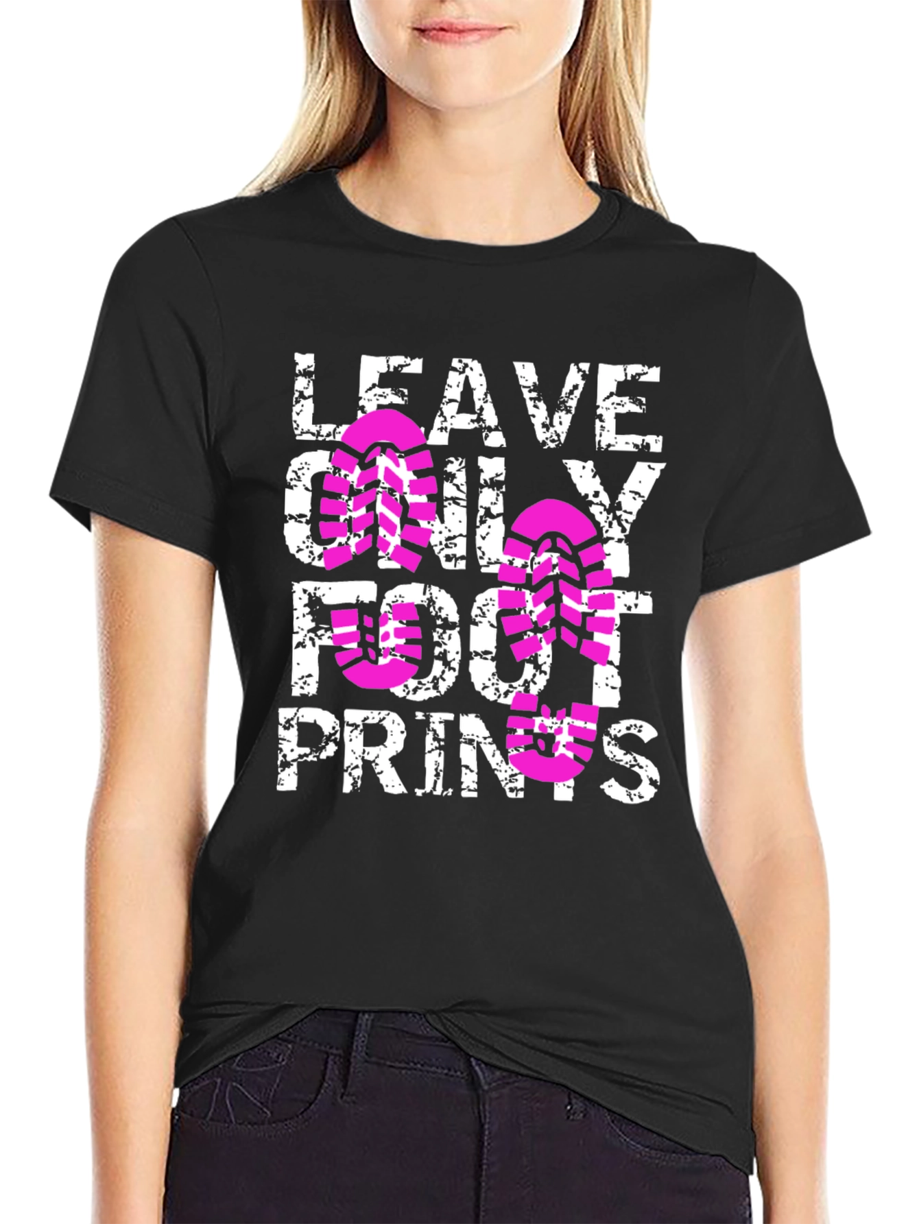 Leave Only Footprints Black T-Shirt