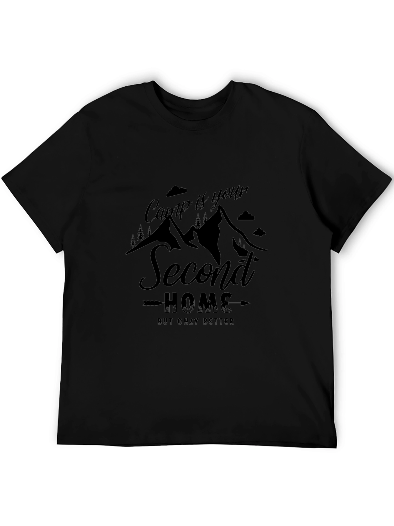 Camp is Your Second Home Black Graphic Tee