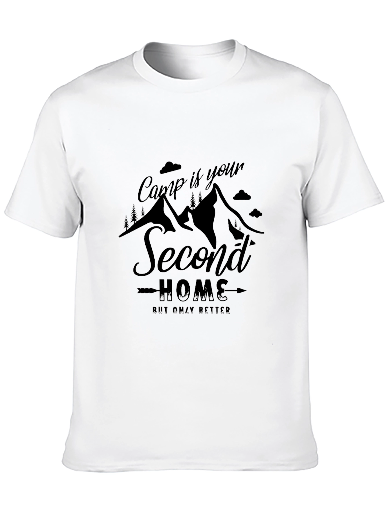 Camp is Your Second Home Black Graphic Tee