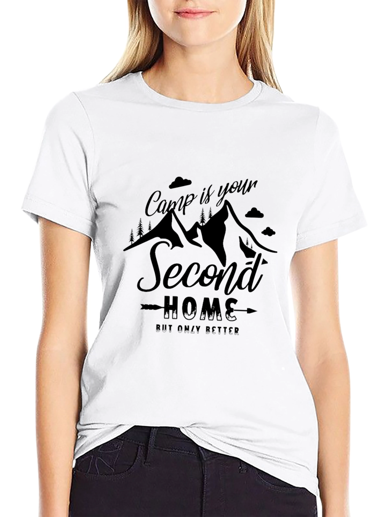 Camp is Your Second Home Black Graphic Tee
