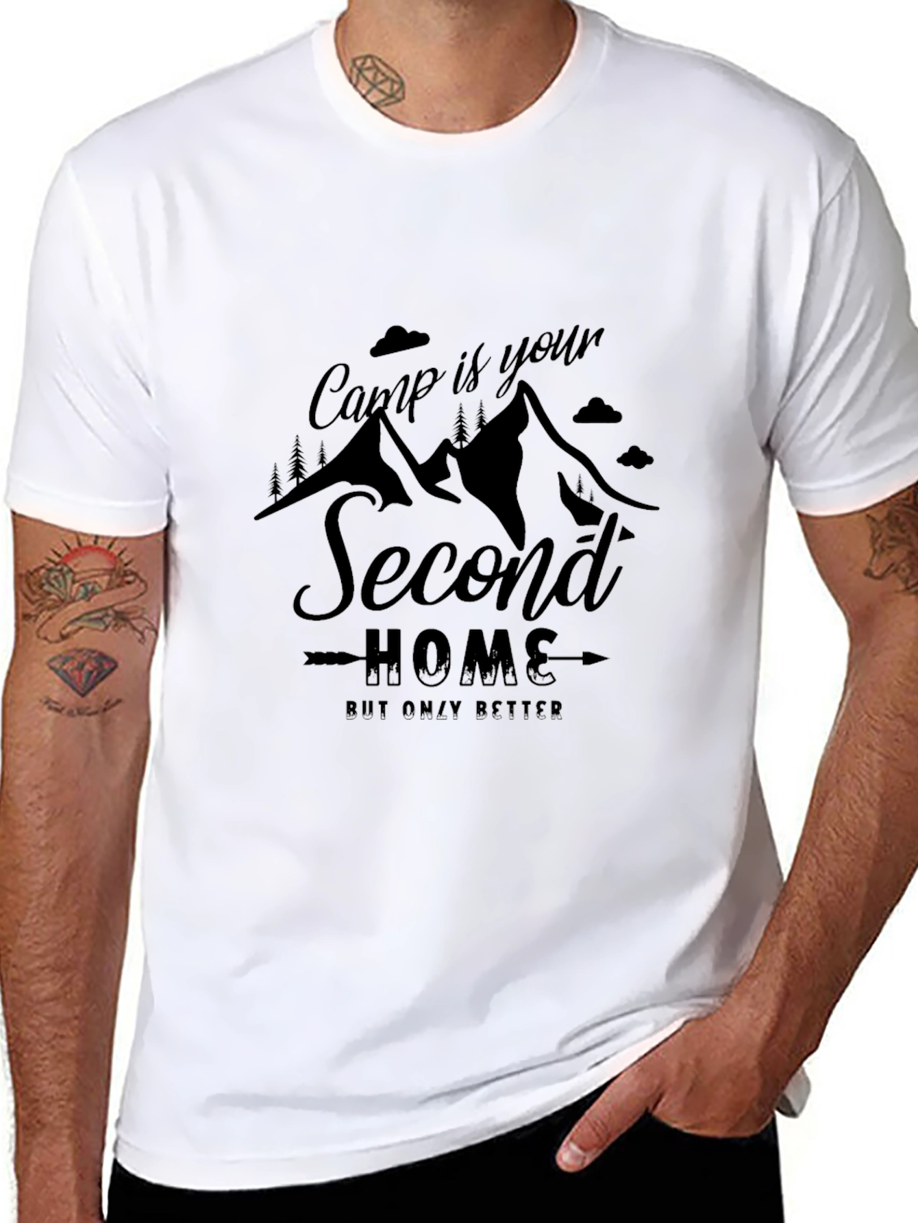 Camp is Your Second Home Black Graphic Tee