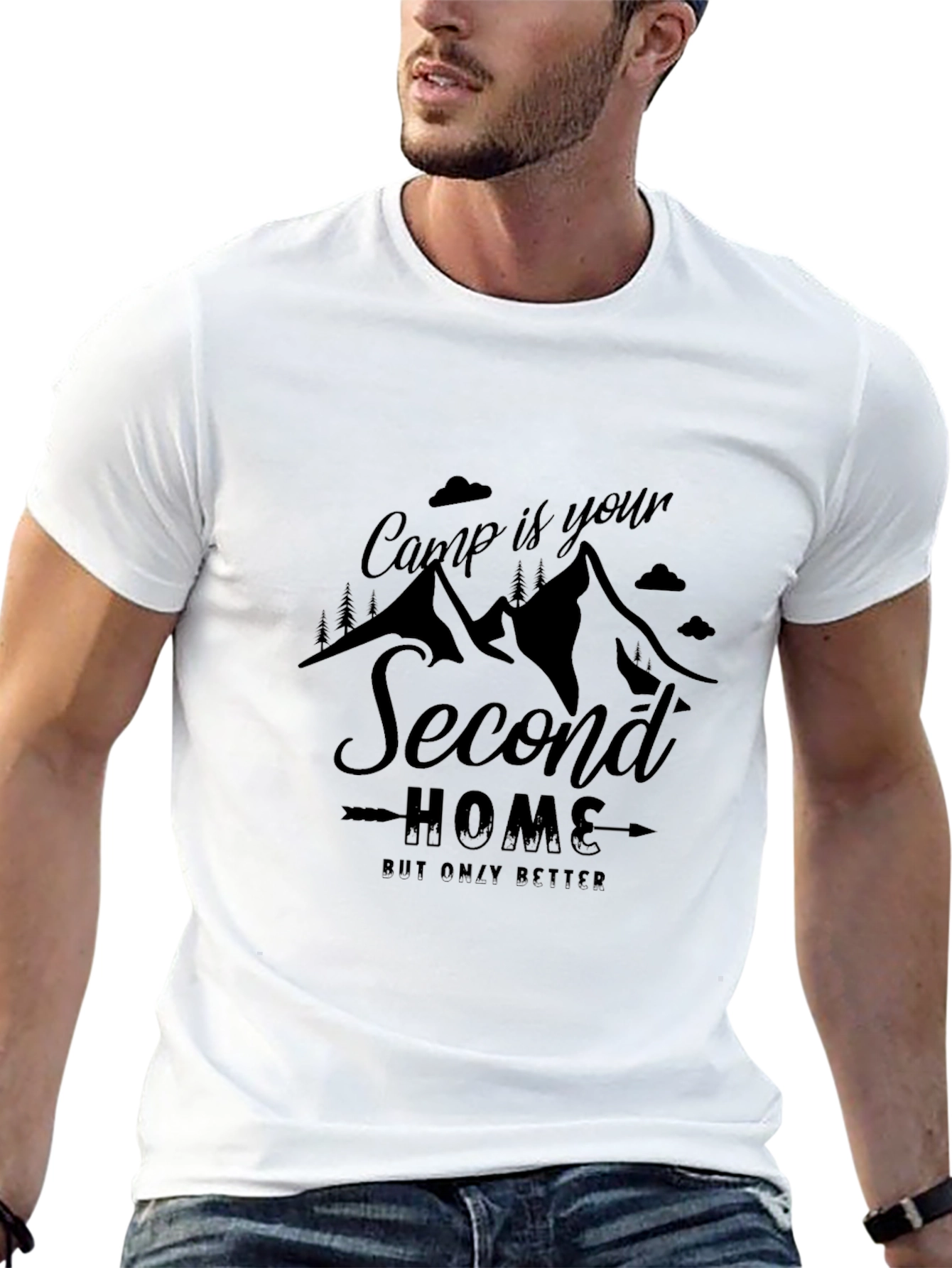 Camp is Your Second Home Black Graphic Tee