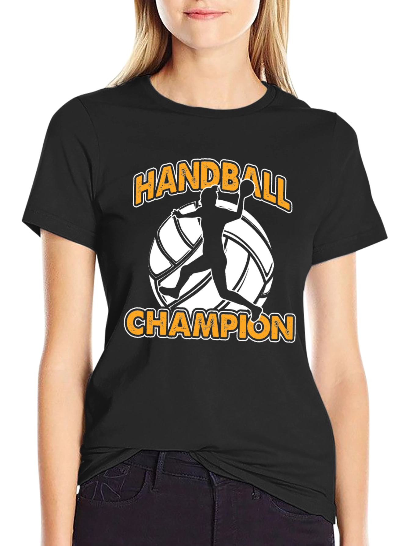 Handball Champion Black T-Shirt for Sports Fans
