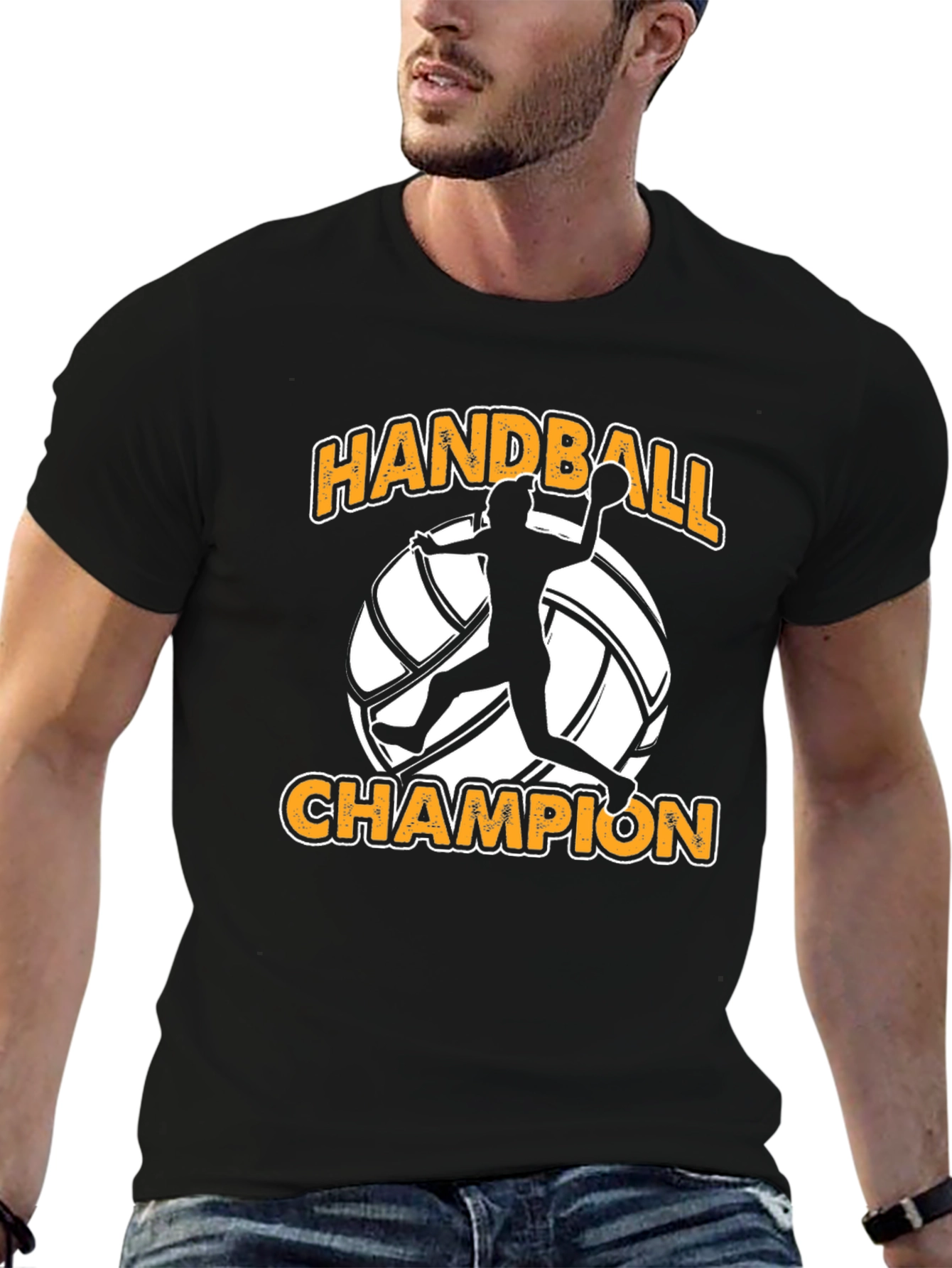 Handball Champion Black T-Shirt for Sports Fans