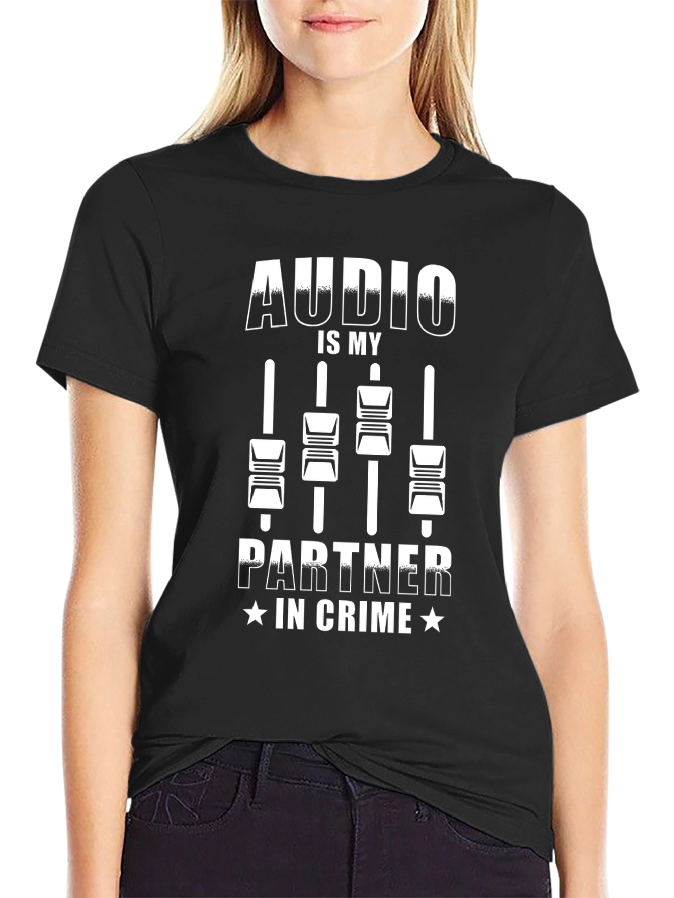 Audio is My Partner in Crime Black T-Shirt