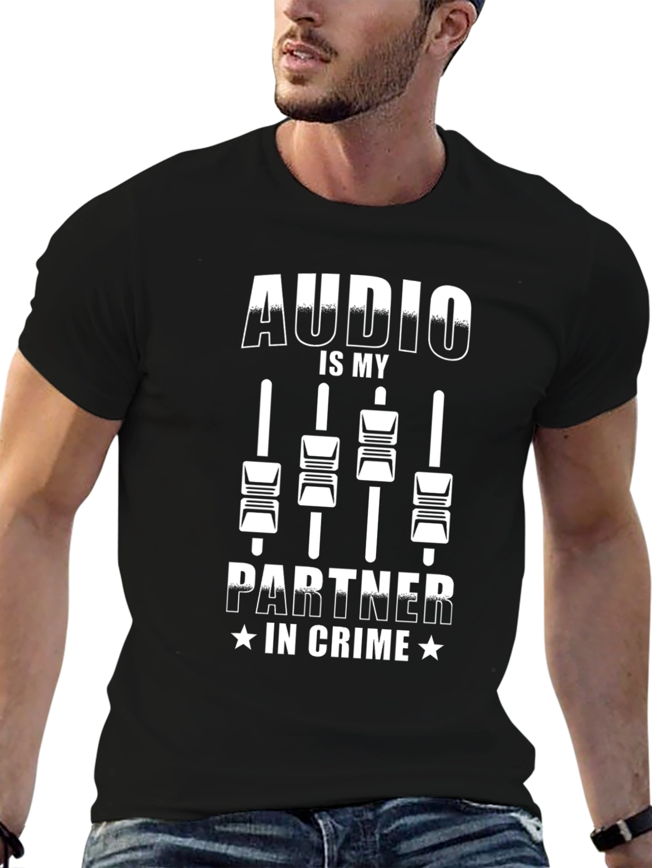 Audio is My Partner in Crime Black T-Shirt
