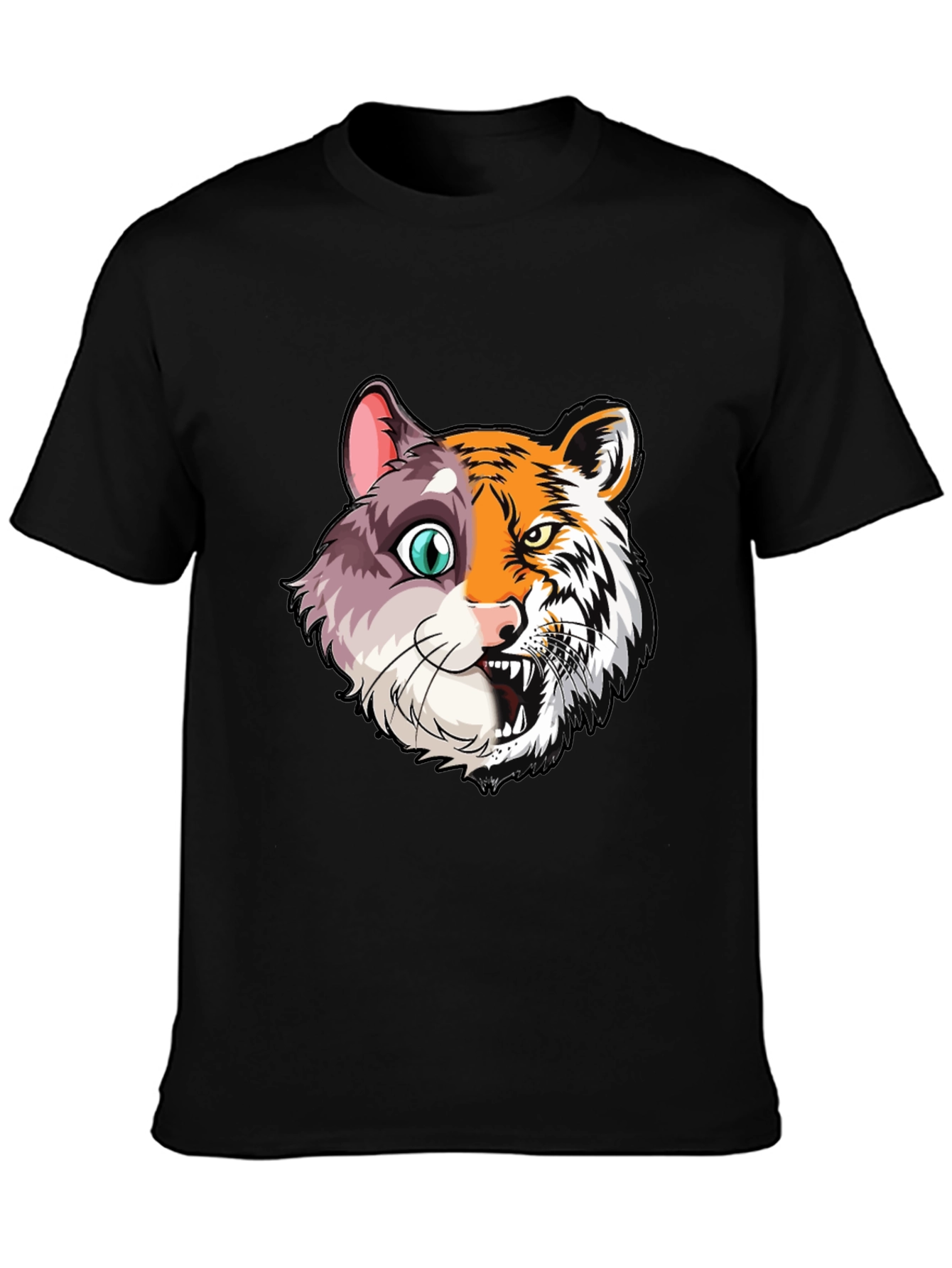 Half Cat Half Tiger Graphic T-Shirt