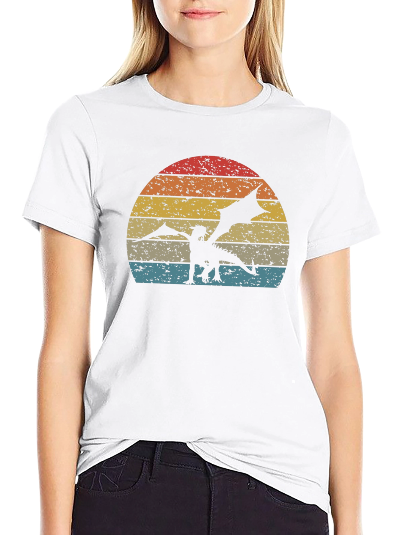 Dragon Sunset Graphic Tee - Retro Style