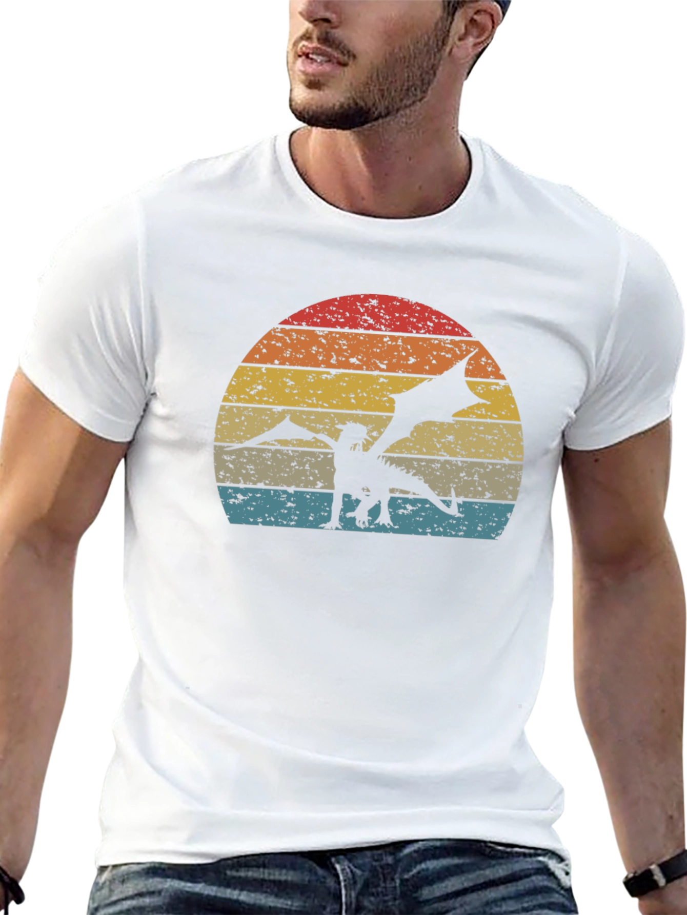 Dragon Sunset Graphic Tee - Retro Style