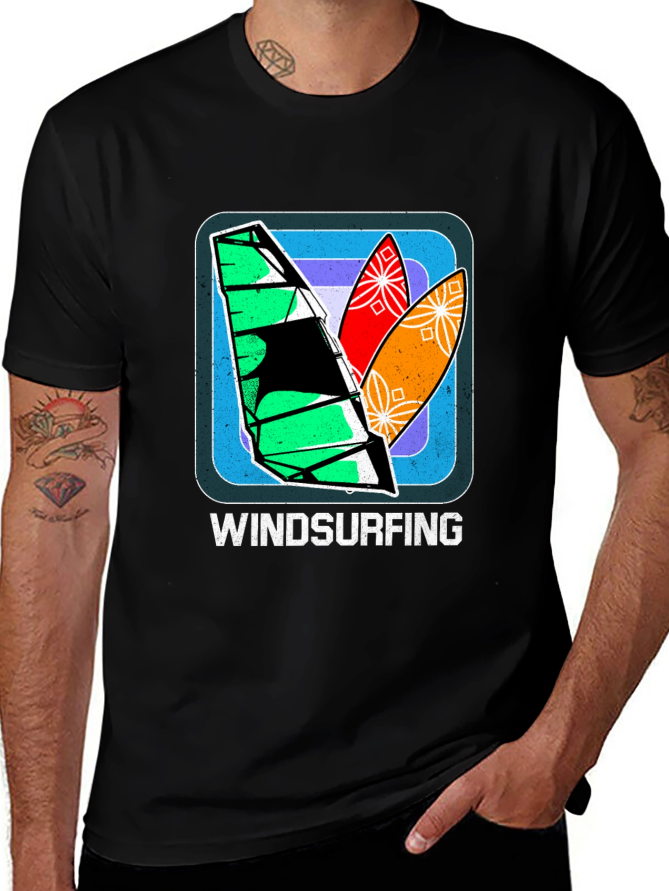 Windsurfing Graphic Tee - Retro Surf Design
