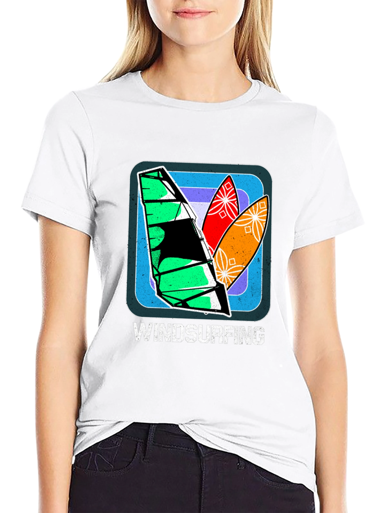 Windsurfing Graphic Tee - Retro Surf Design