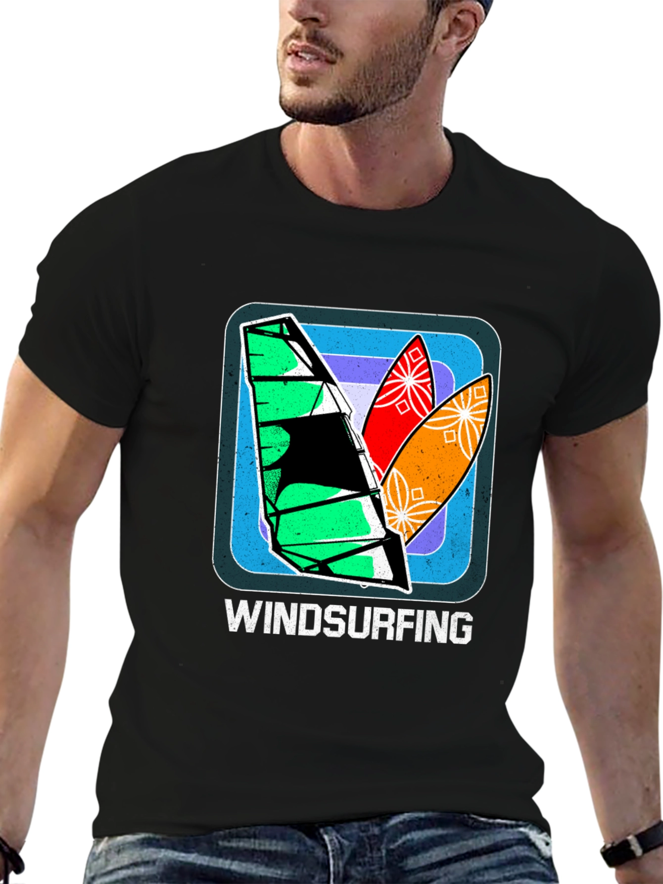 Windsurfing Graphic Tee - Retro Surf Design