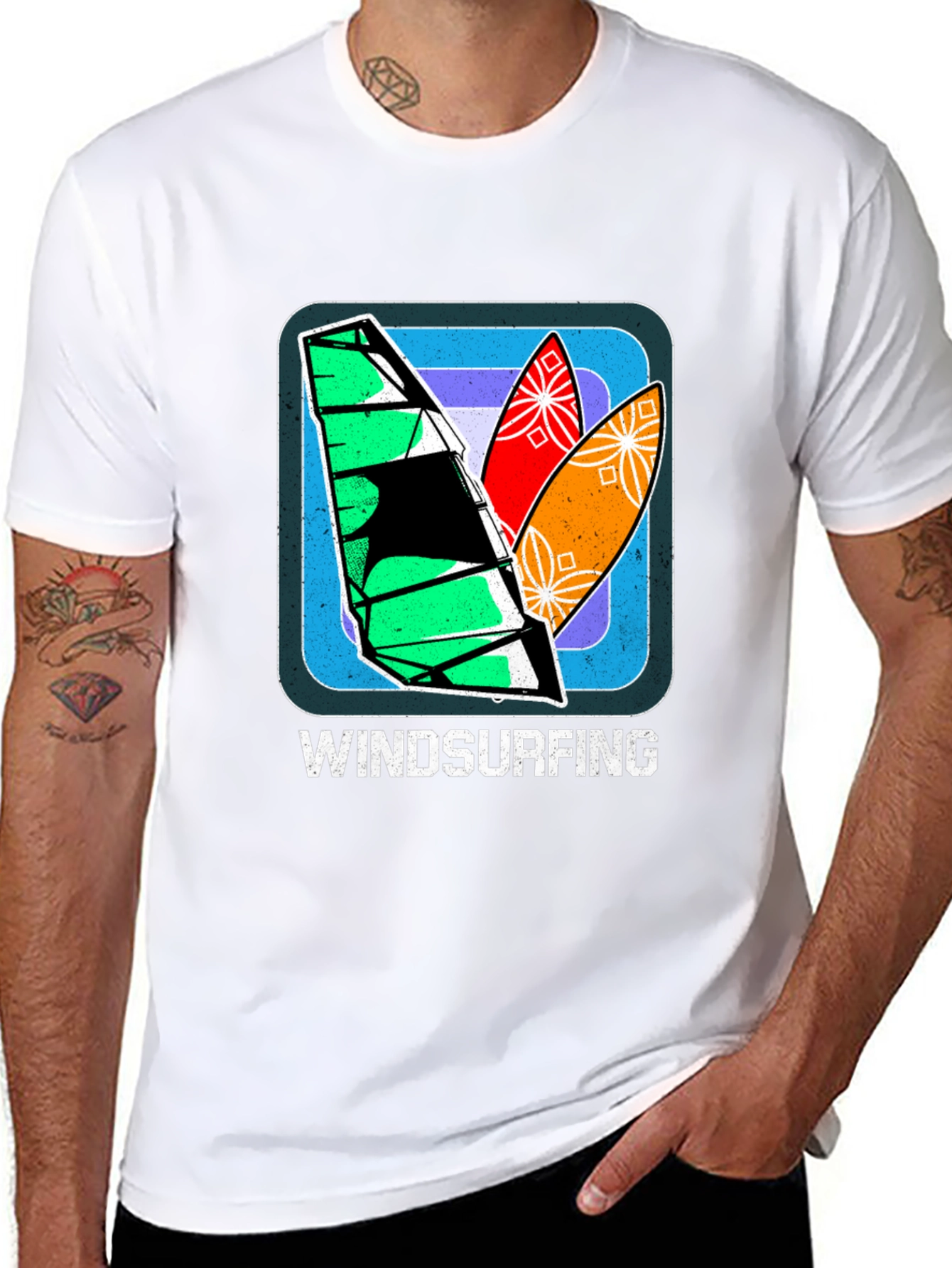 Windsurfing Graphic Tee - Retro Surf Design