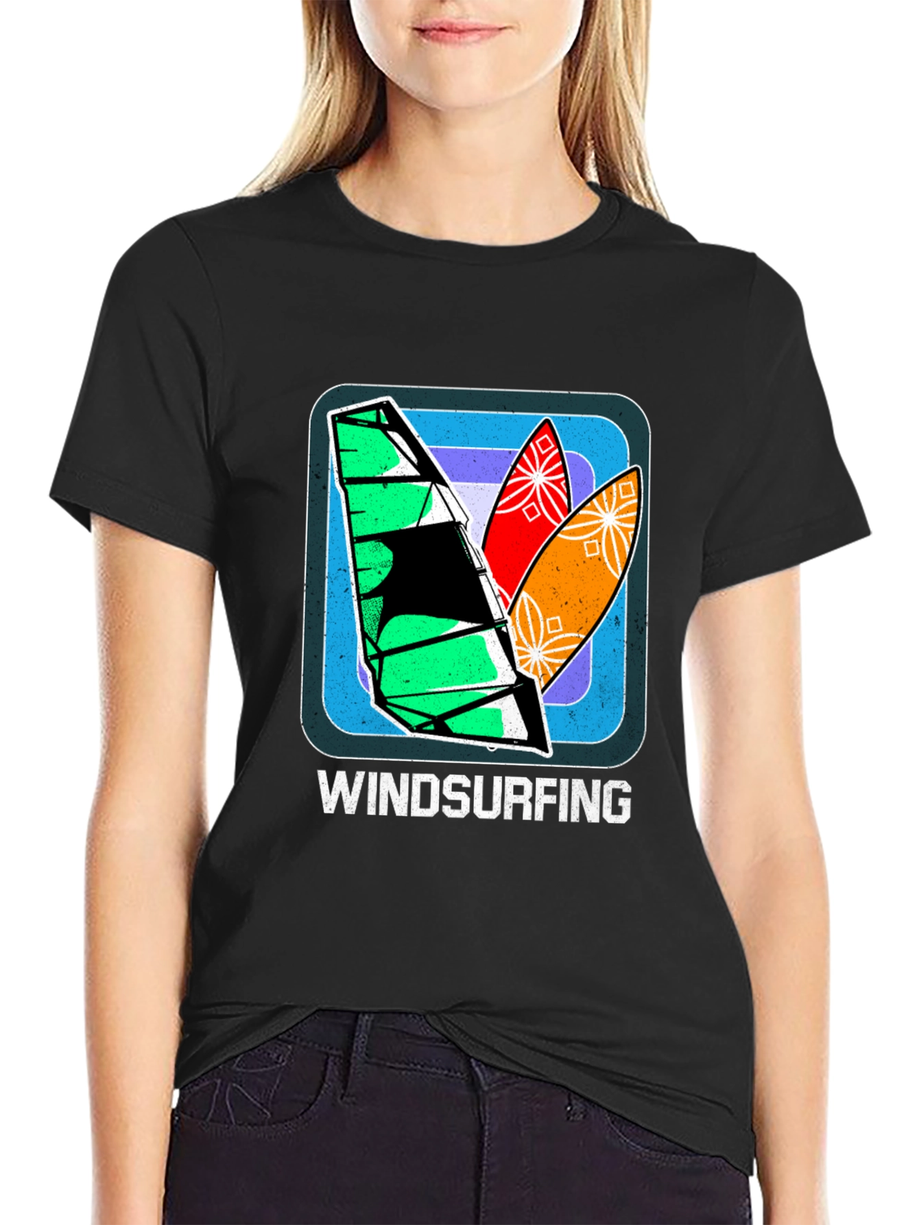 Windsurfing Graphic Tee - Retro Surf Design