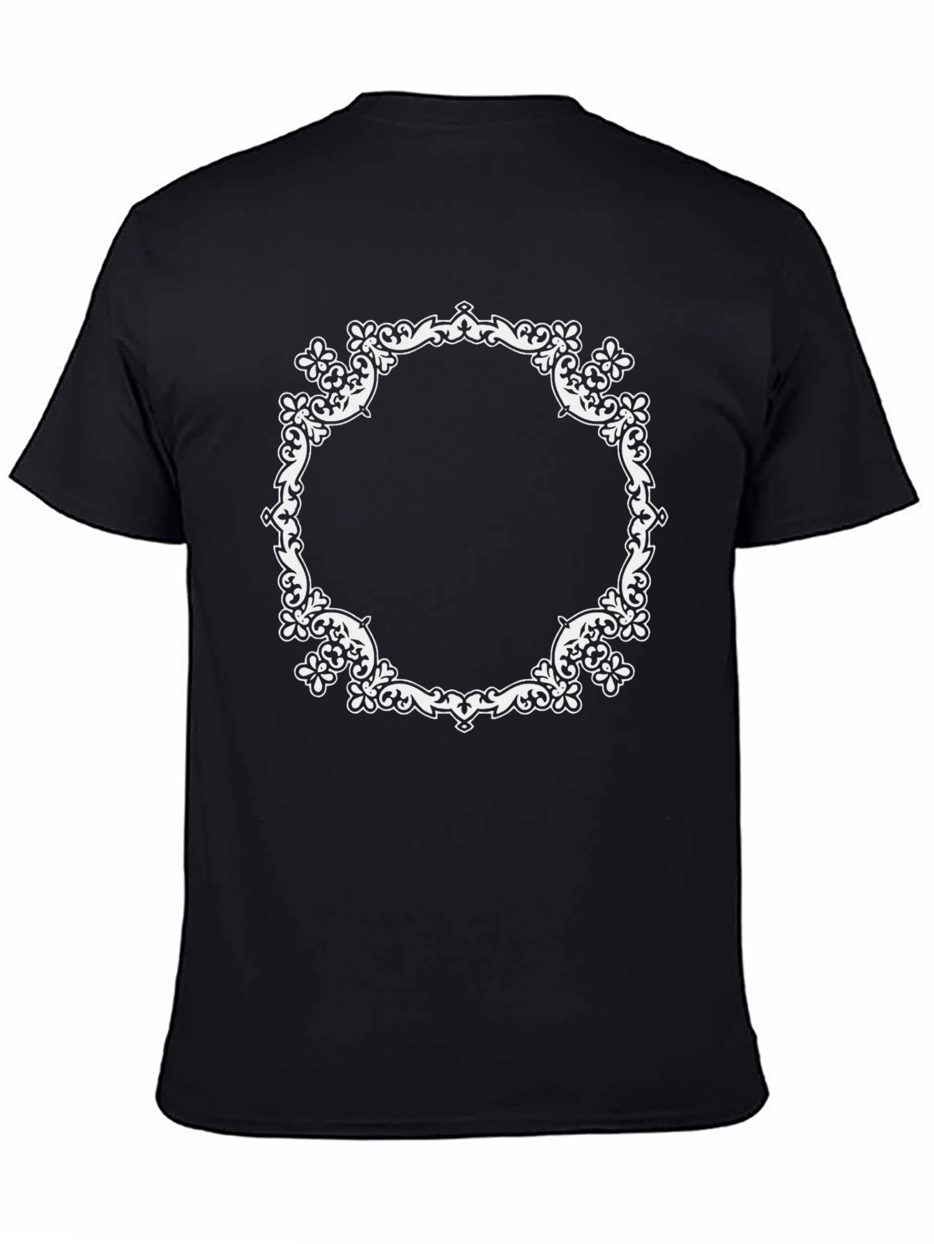 Elegant Scrollwork Frame Black T-Shirt