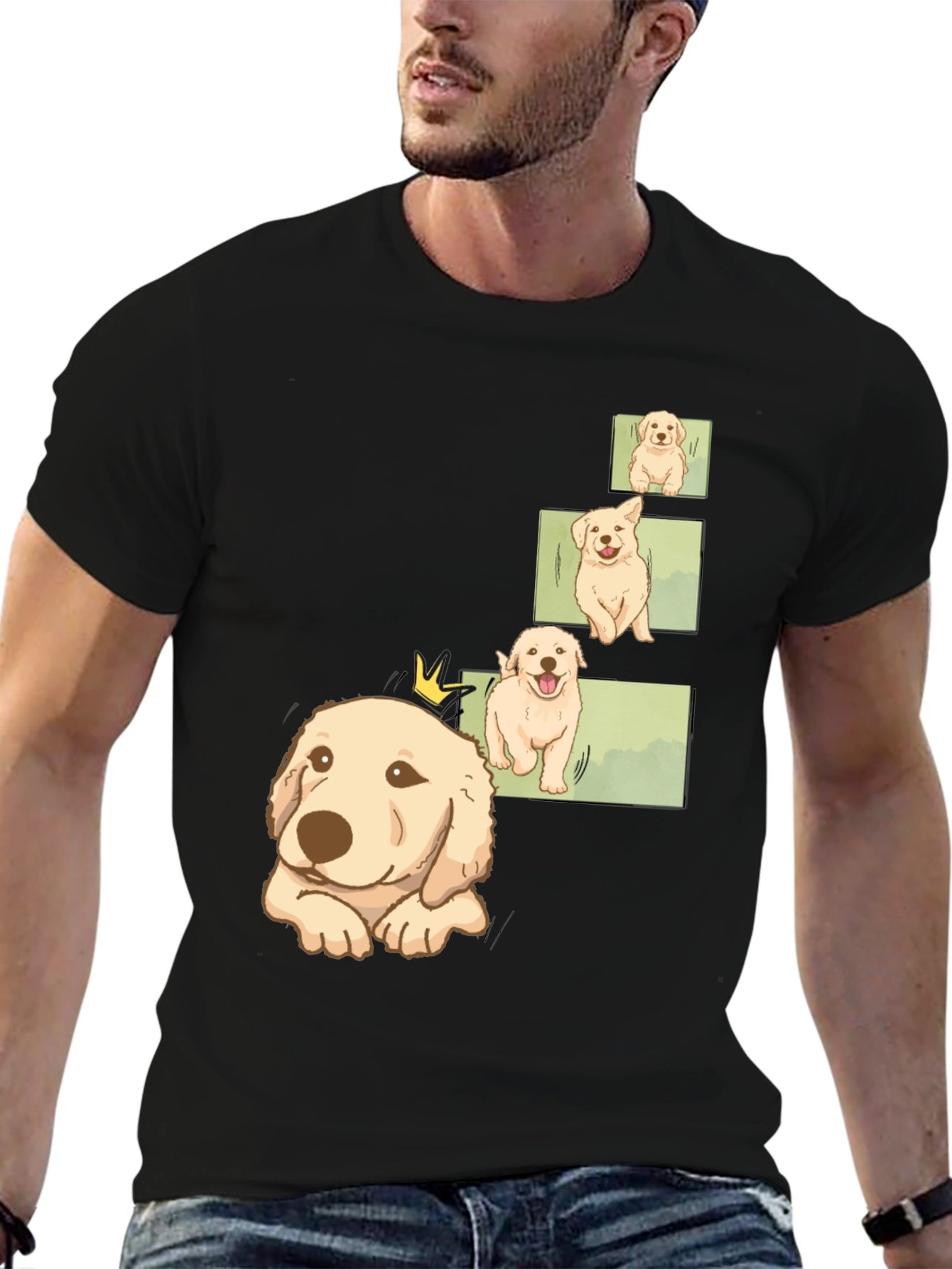 Mens Black Puppy Evolution Graphic Tee