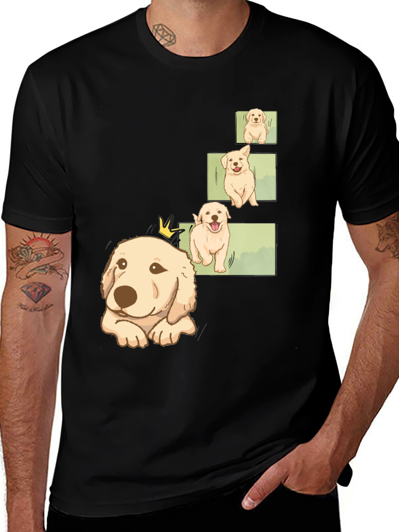 Mens Black Puppy Evolution Graphic Tee