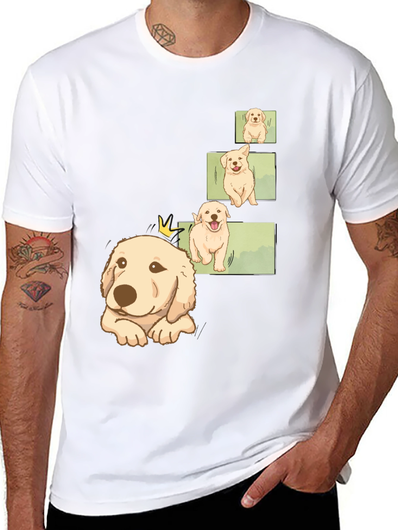 Mens Black Puppy Evolution Graphic Tee